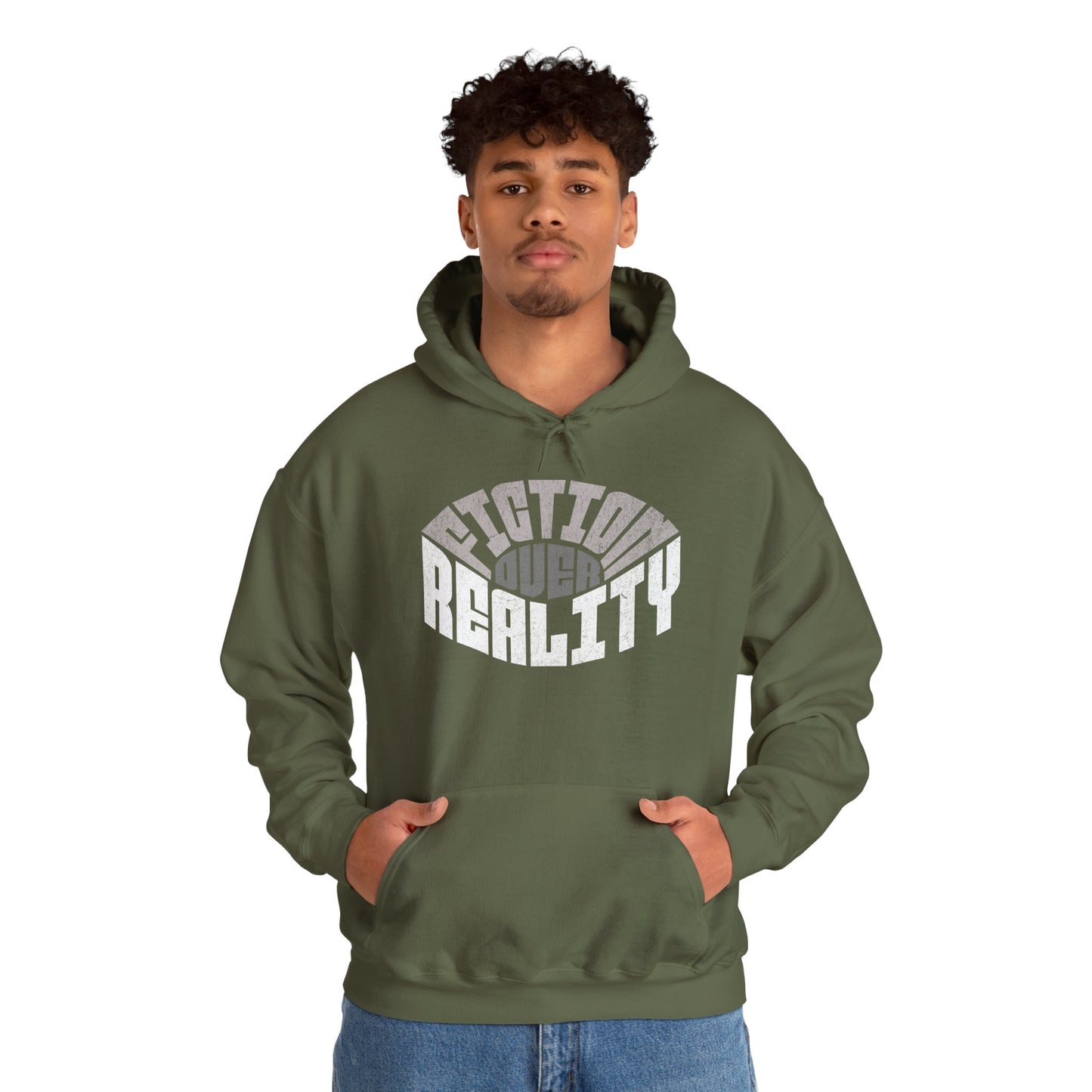 Fiction Over Reality Unisex Heavy Blend Hoodie - Cozy Graphic Sweatshirt for Dreamers
