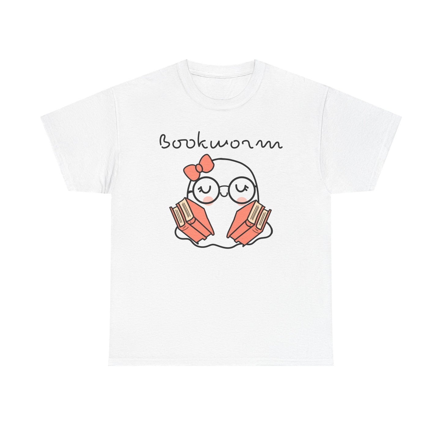 Cute Ghosty Bookwork Unisex Heavy Cotton Tee