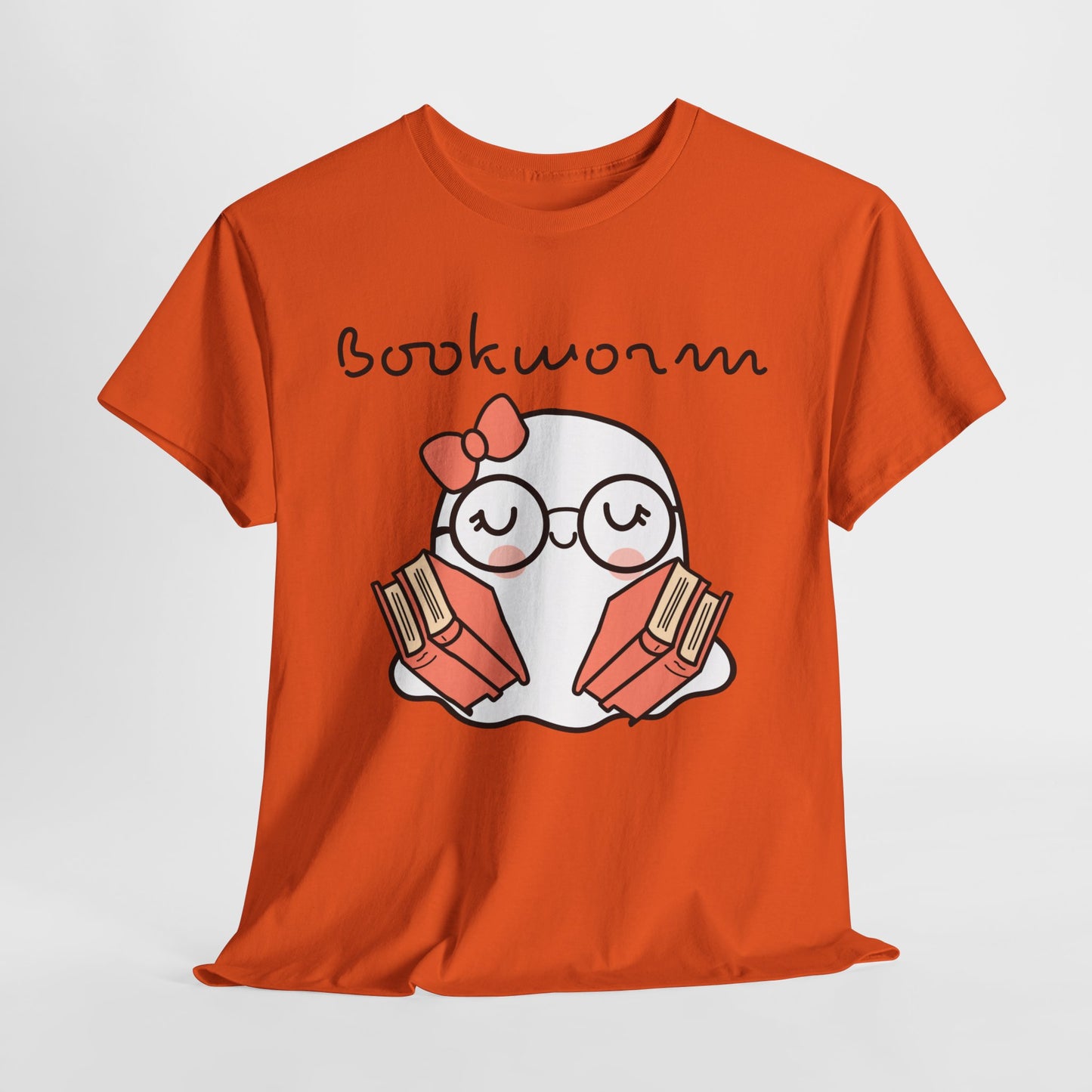 Cute Ghosty Bookwork Unisex Heavy Cotton Tee