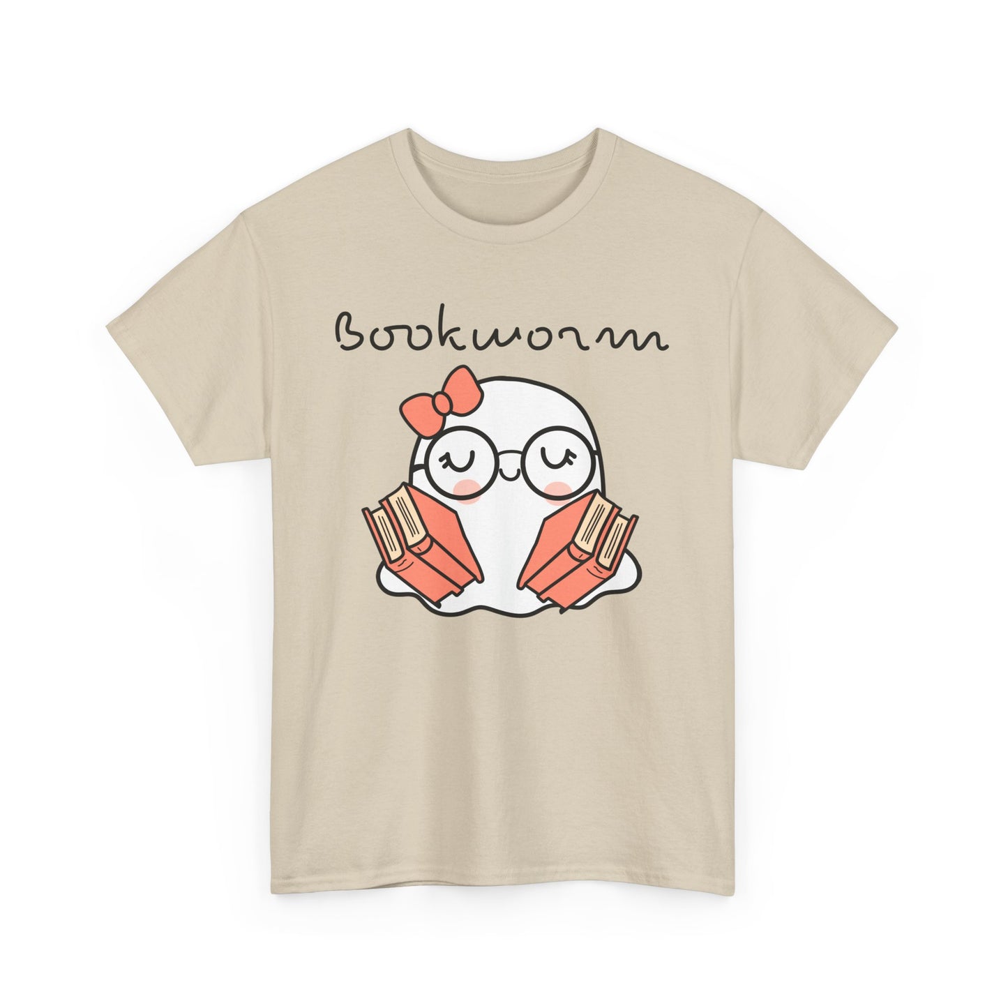 Cute Ghosty Bookwork Unisex Heavy Cotton Tee