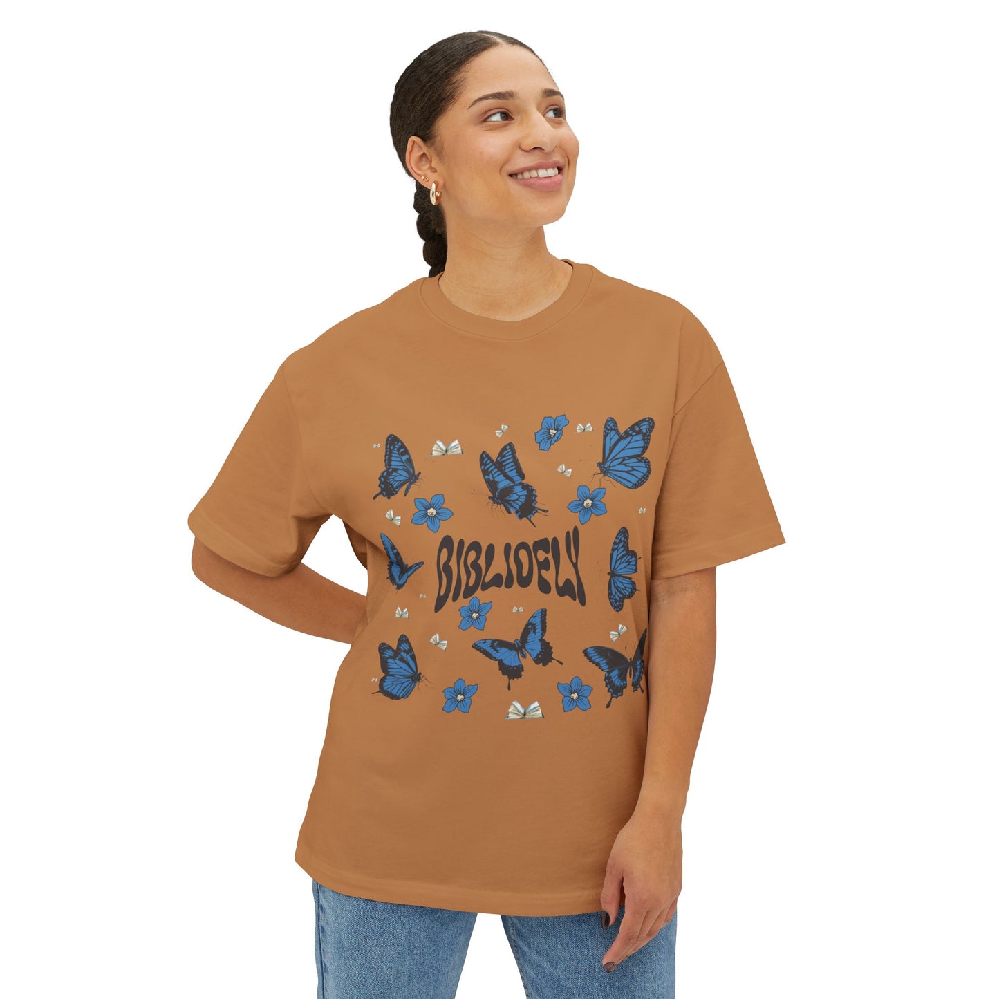 Butterfly Dream Unisex Oversized Boxy Tee - Comfortable & Stylish for Book Lovers