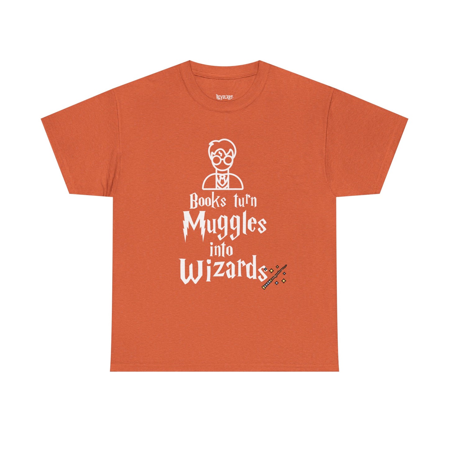 Books Turn Muggles into Wizards Unisex Heavy Cotton Tee