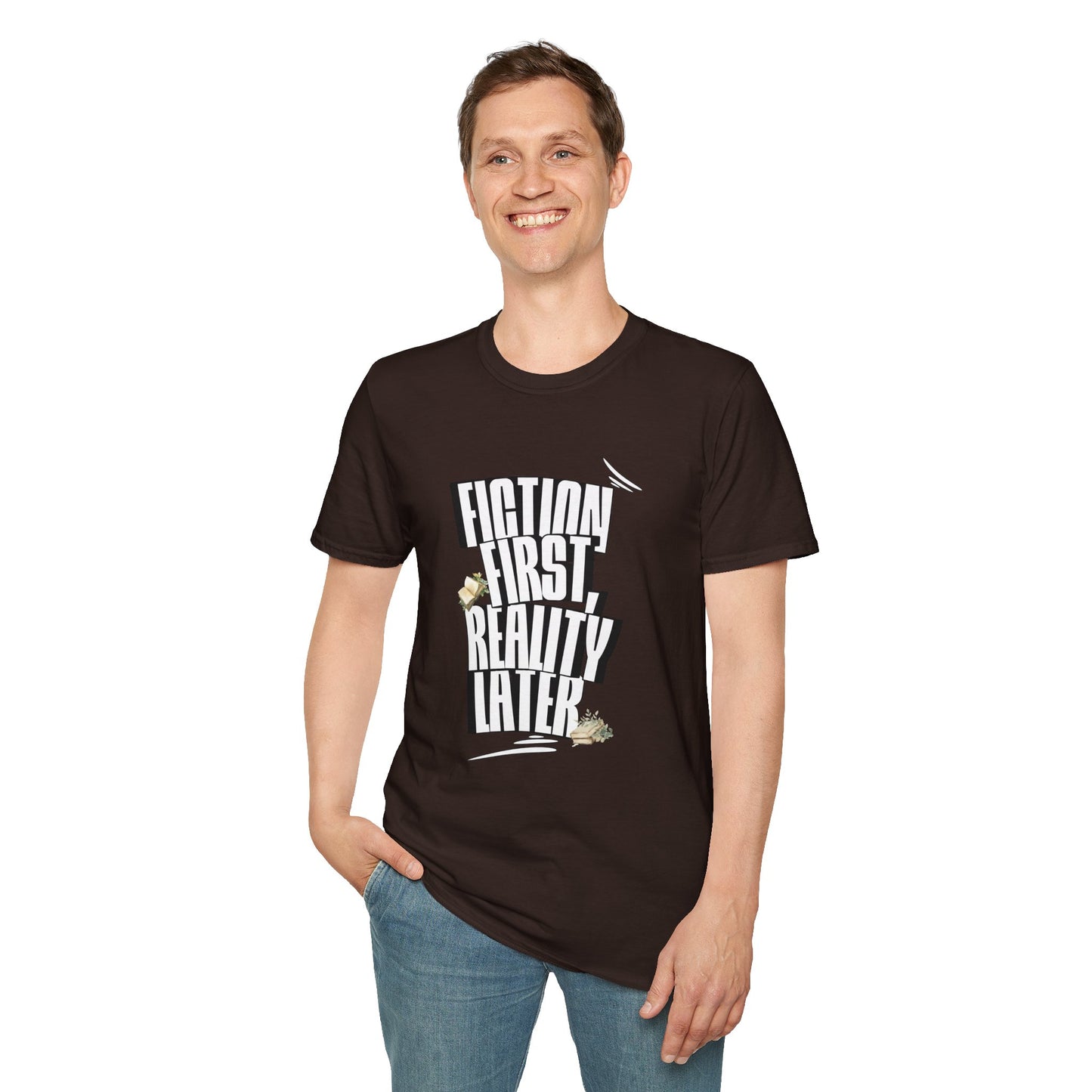 Fiction First Unisex Softstyle T-Shirt - Reality Later Graphic Tee