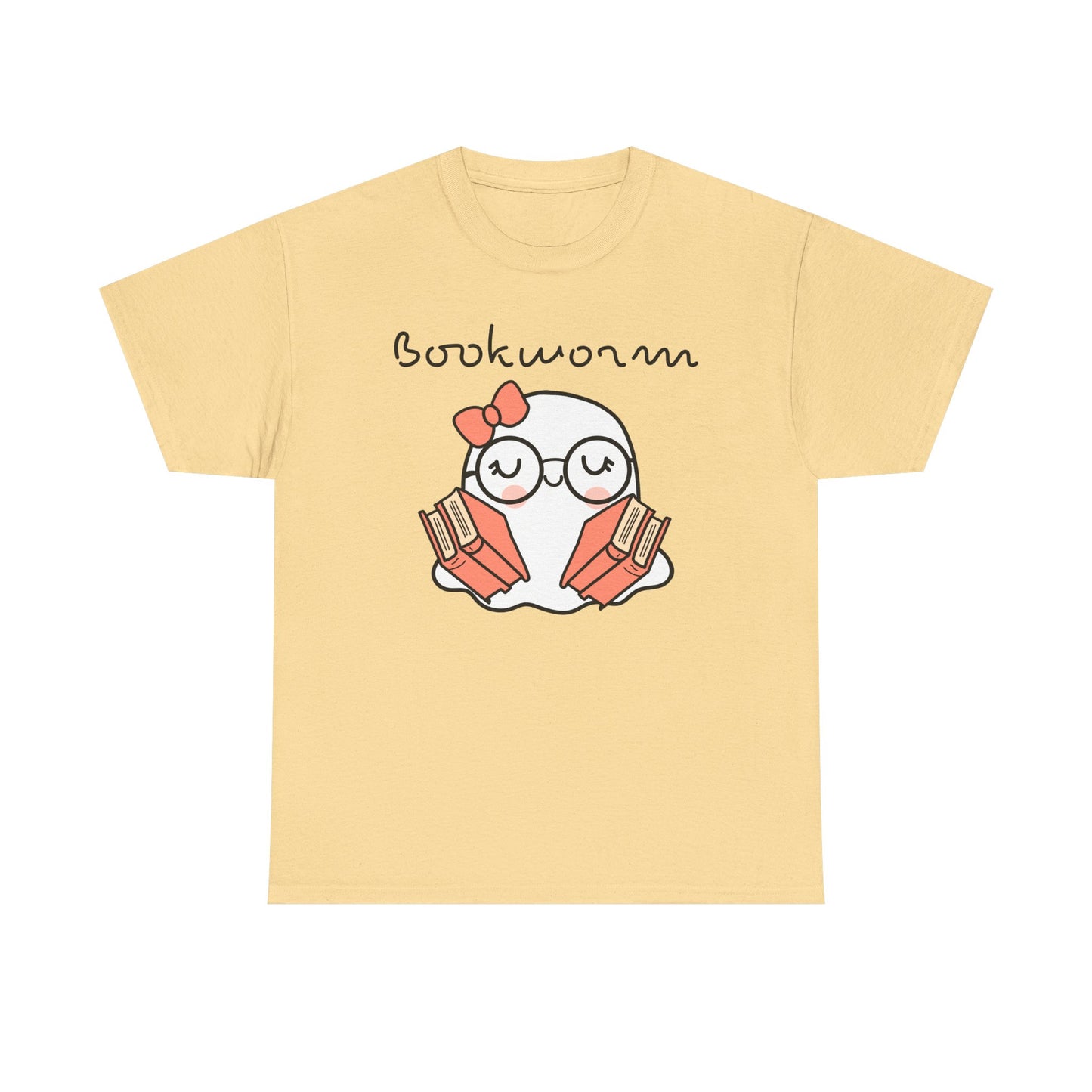 Cute Ghosty Bookwork Unisex Heavy Cotton Tee