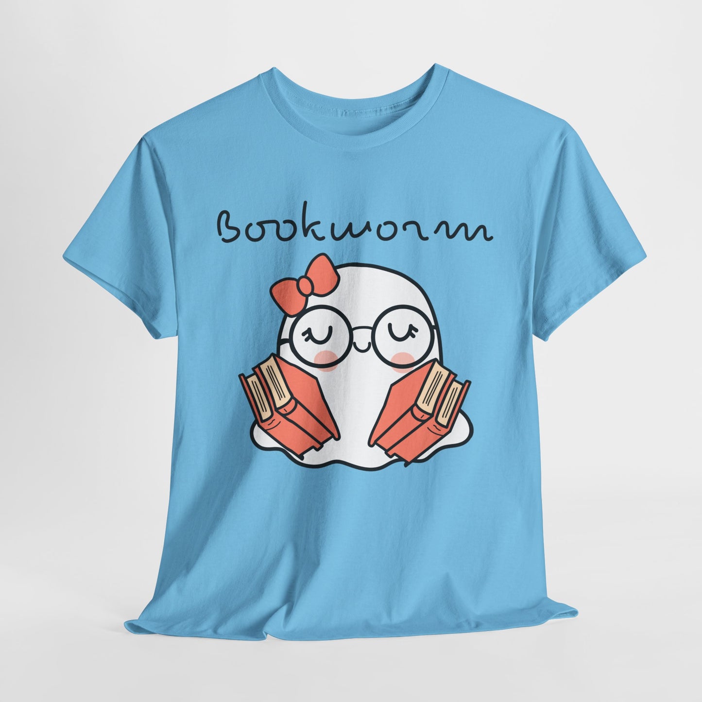 Cute Ghosty Bookwork Unisex Heavy Cotton Tee