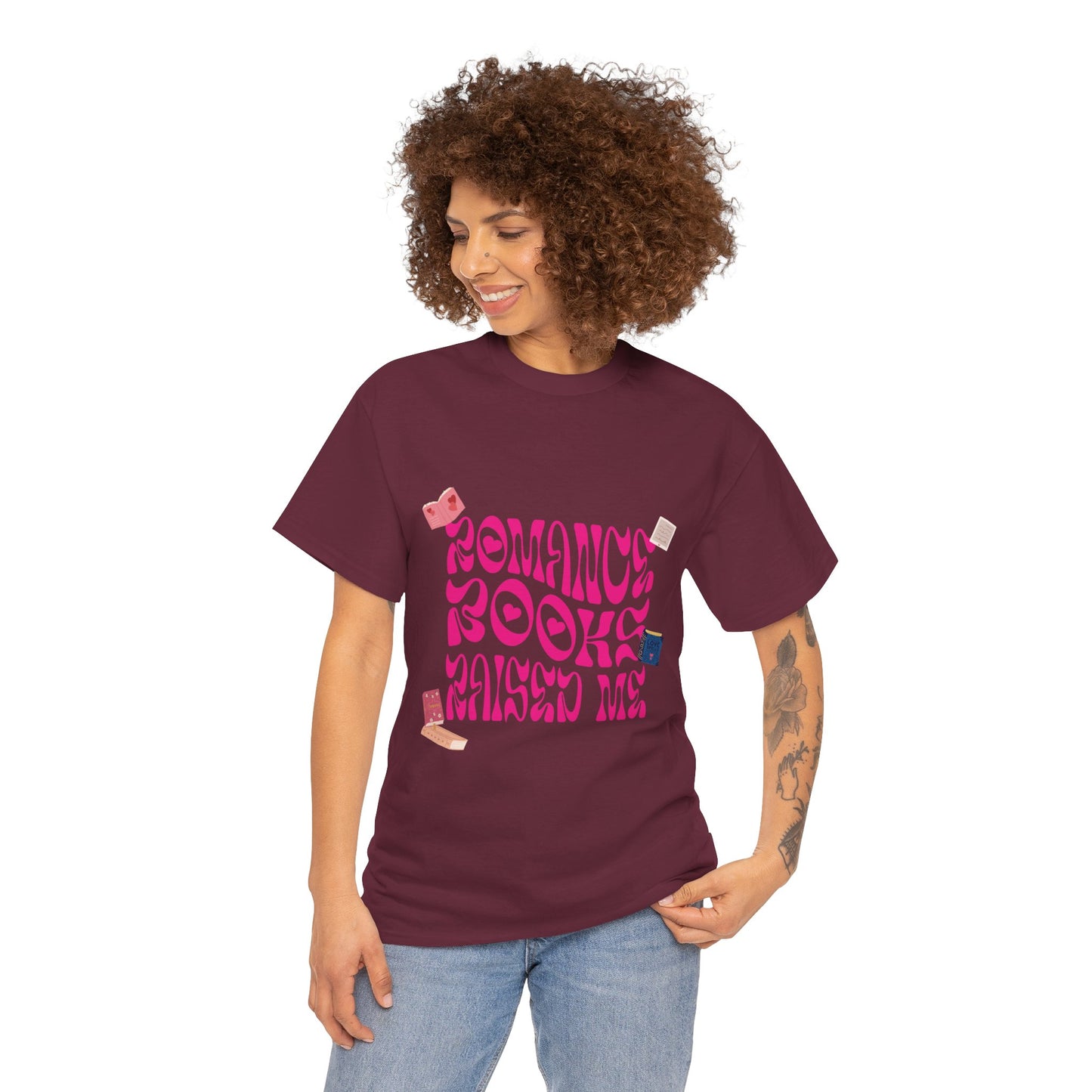 Romance Books Raised Me Unisex Heavy Cotton Tee - Perfect Gift for Book Lovers