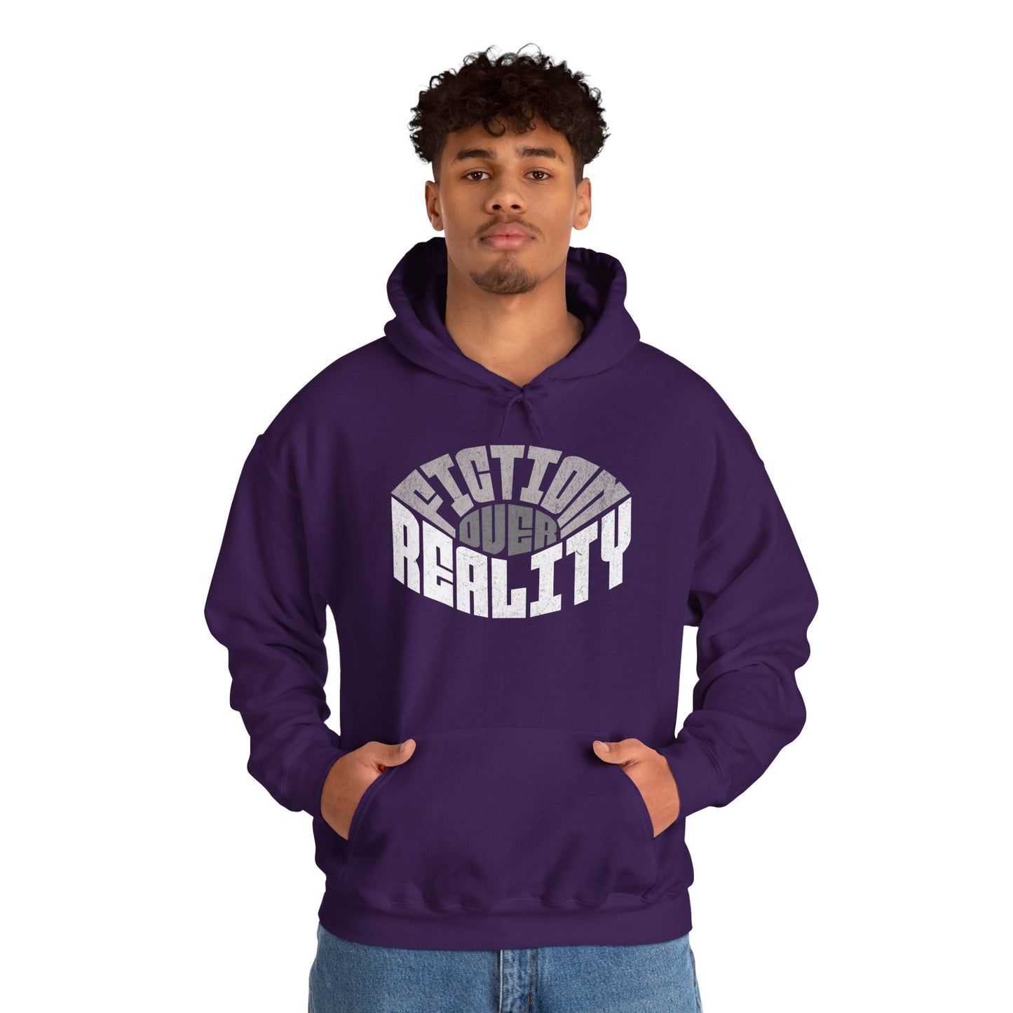 Fiction Over Reality Unisex Heavy Blend Hoodie - Cozy Graphic Sweatshirt for Dreamers