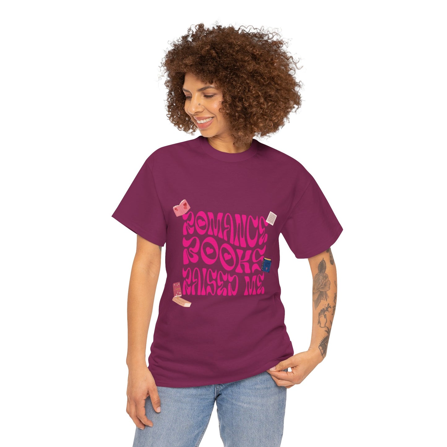 Romance Books Raised Me Unisex Heavy Cotton Tee - Perfect Gift for Book Lovers