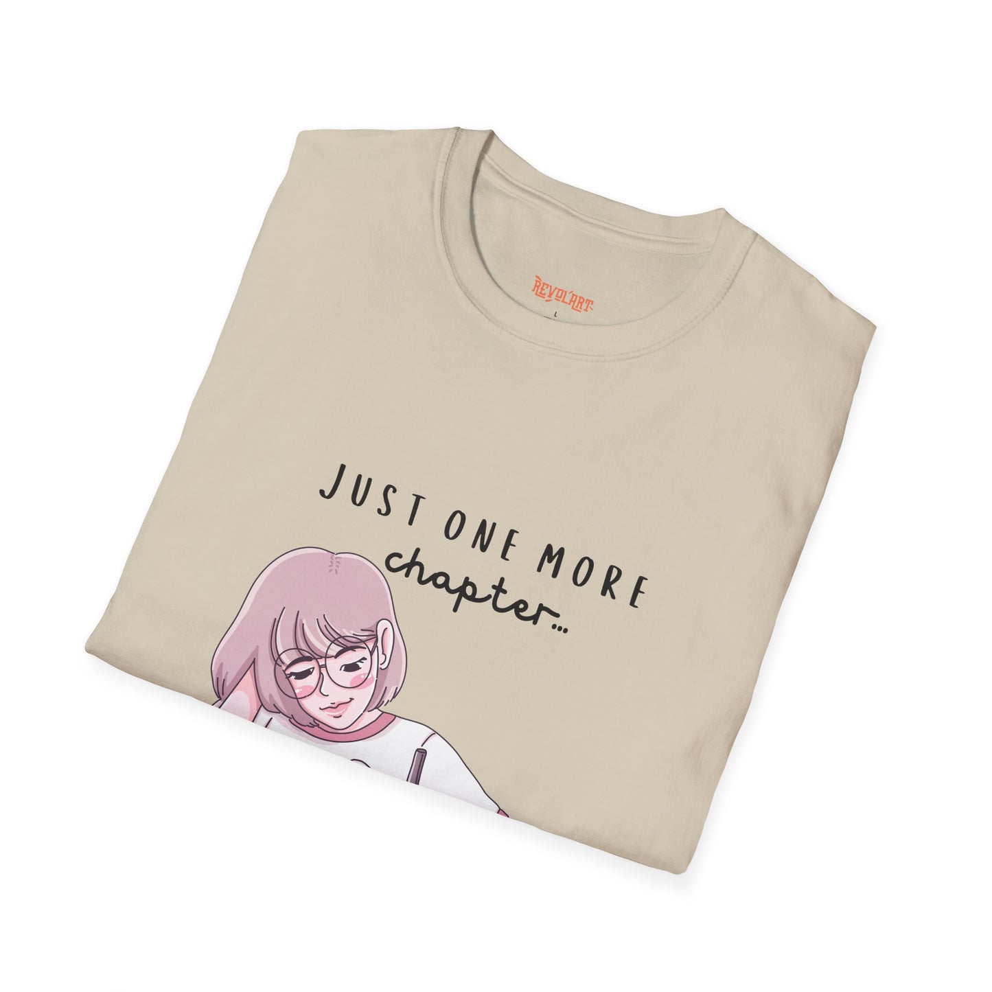 Book Lover's Unisex Softstyle T-Shirt - "Just One More Chapter" Design
