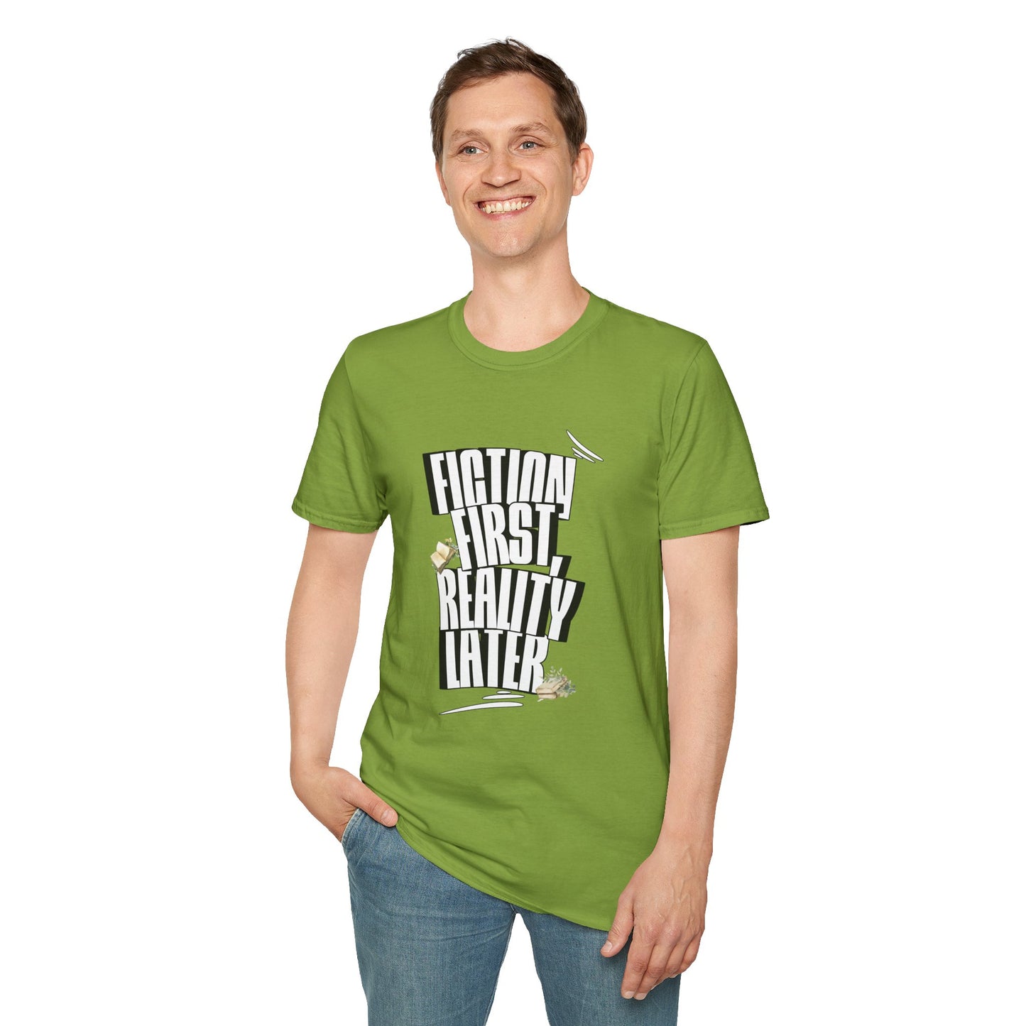 Fiction First Unisex Softstyle T-Shirt - Reality Later Graphic Tee