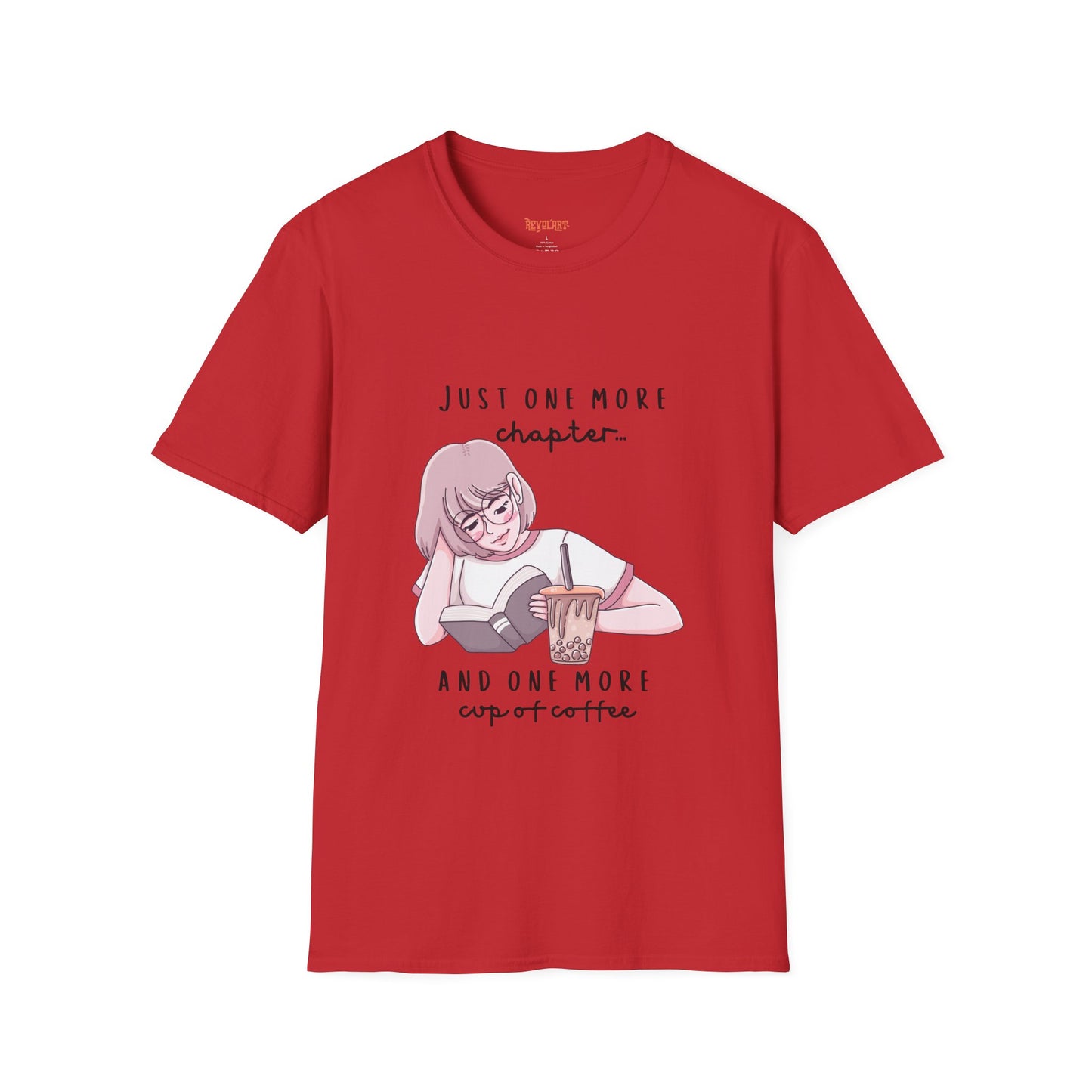 Book Lover's Unisex Softstyle T-Shirt - "Just One More Chapter" Design