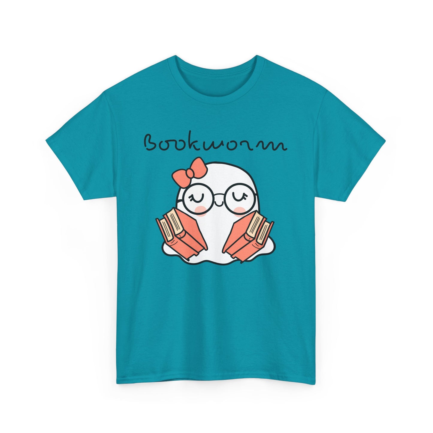 Cute Ghosty Bookwork Unisex Heavy Cotton Tee