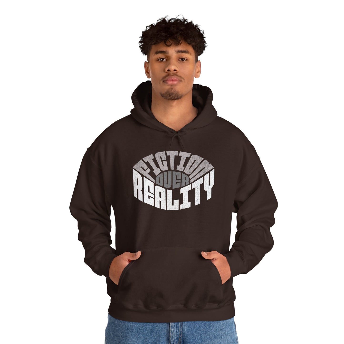 Fiction Over Reality Unisex Heavy Blend Hoodie - Cozy Graphic Sweatshirt for Dreamers