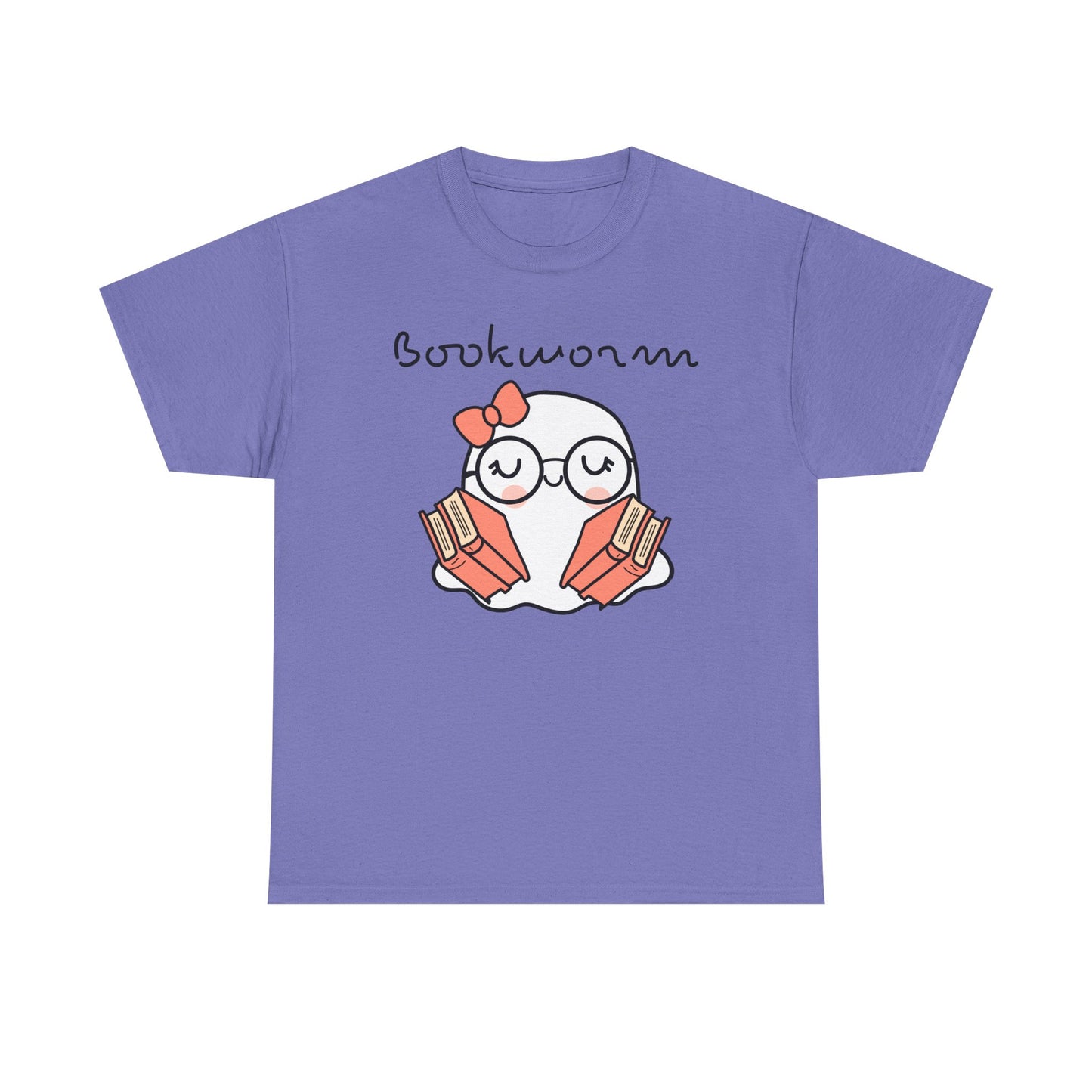 Cute Ghosty Bookwork Unisex Heavy Cotton Tee