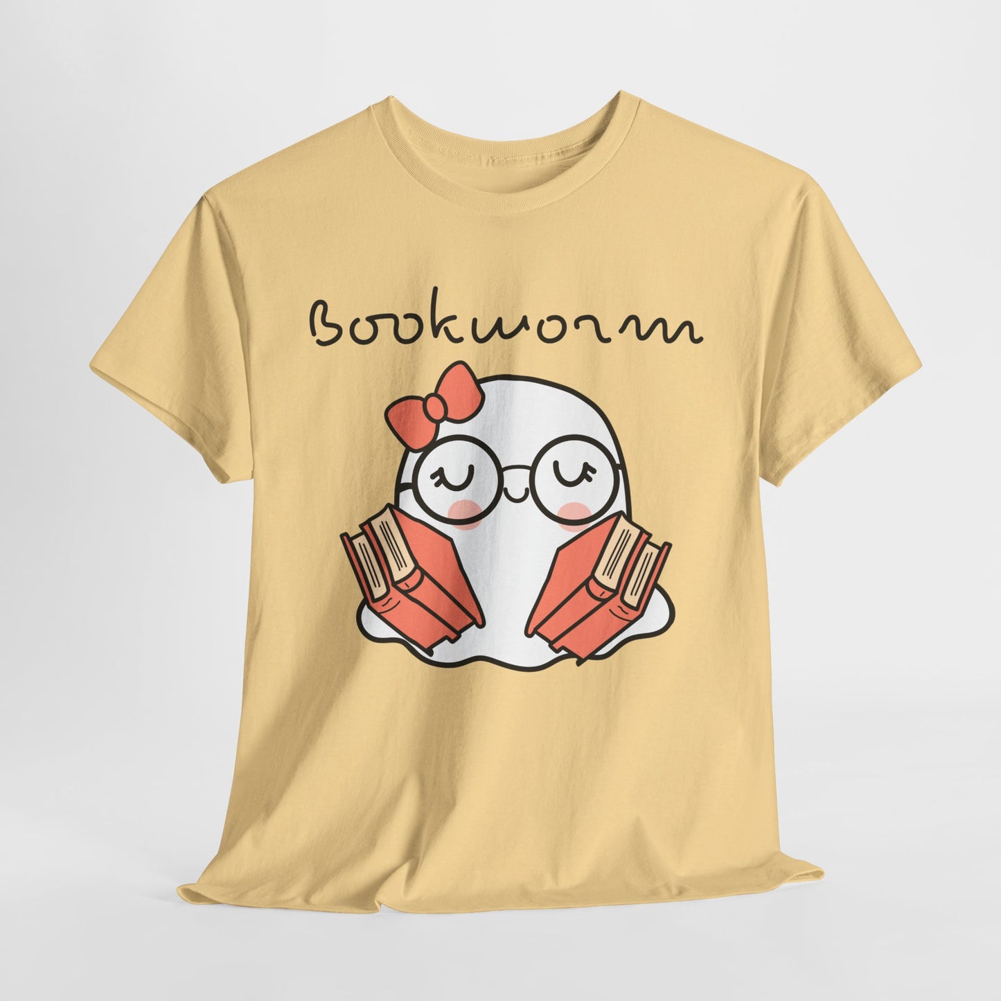 Cute Ghosty Bookwork Unisex Heavy Cotton Tee