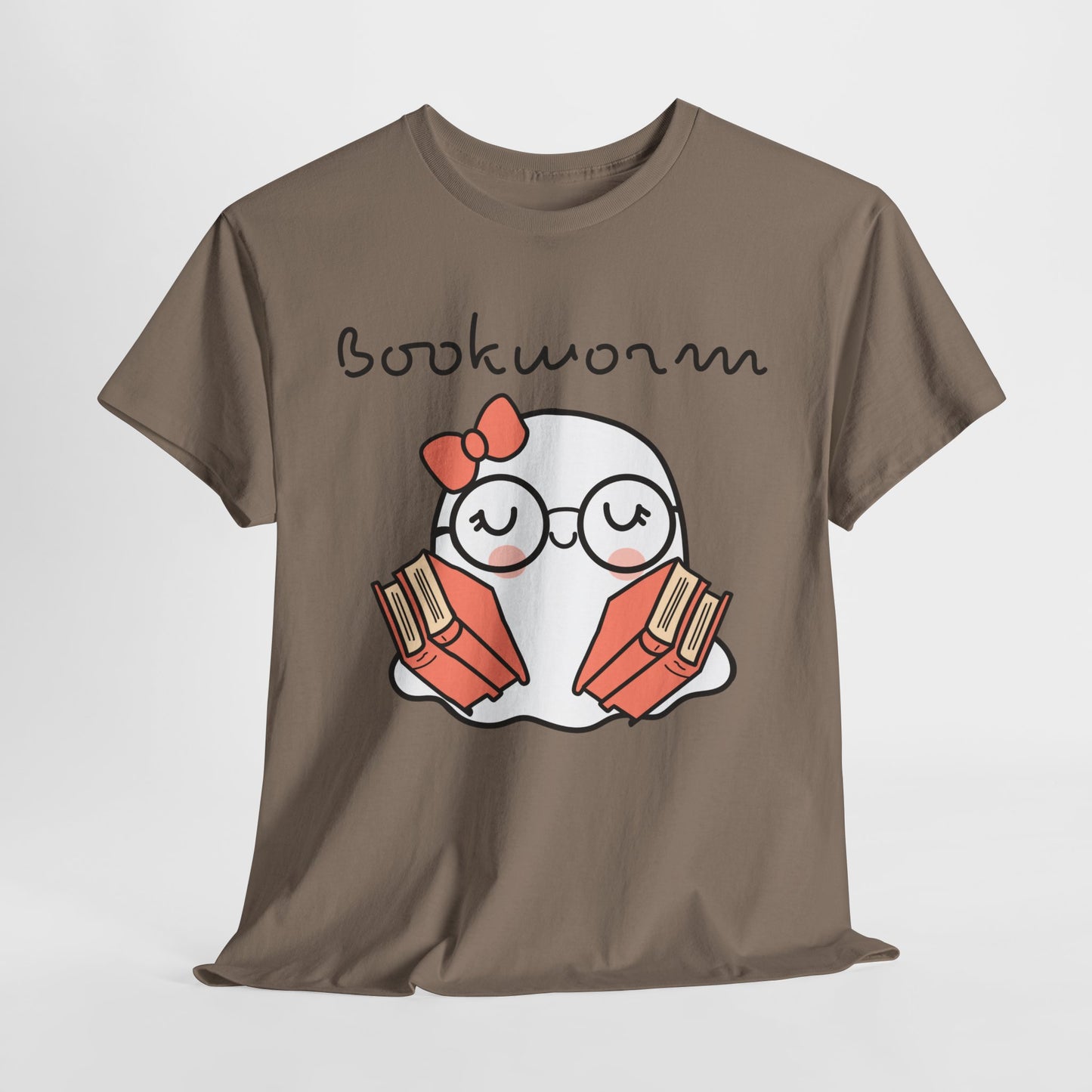 Cute Ghosty Bookwork Unisex Heavy Cotton Tee