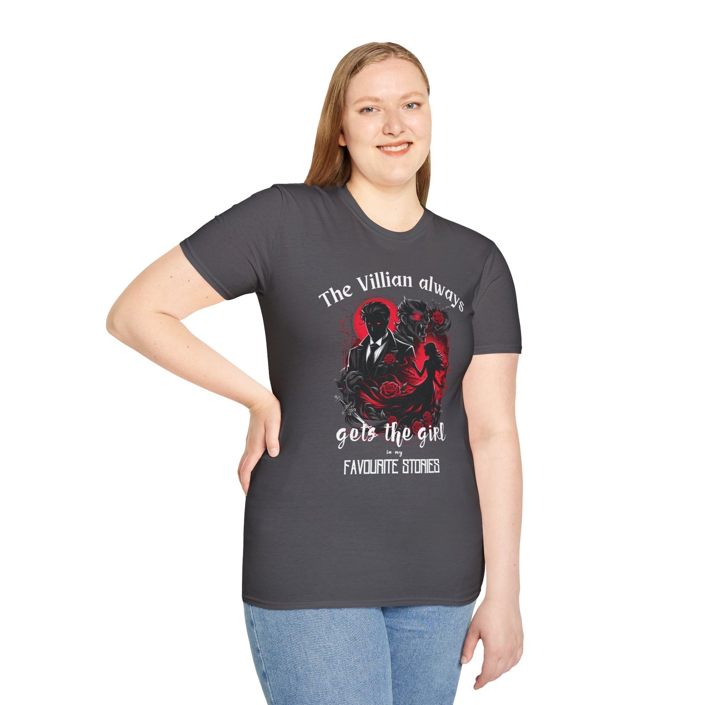 Men's & Women's Villain-Themed Softstyle T-Shirt - 'The Villain Always Gets The Girl'