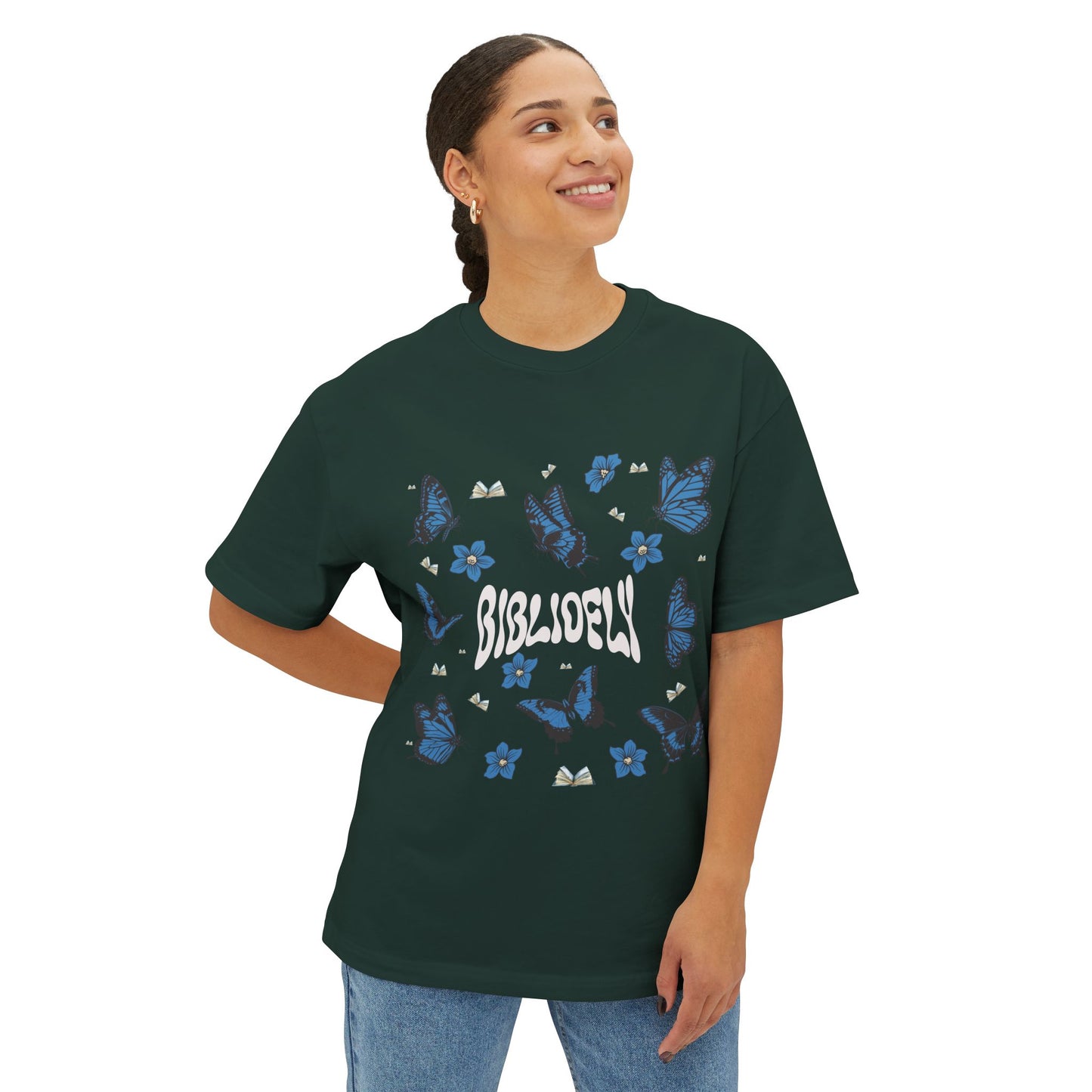Butterfly Dream Unisex Oversized Boxy Tee - Comfortable & Stylish for Book Lovers