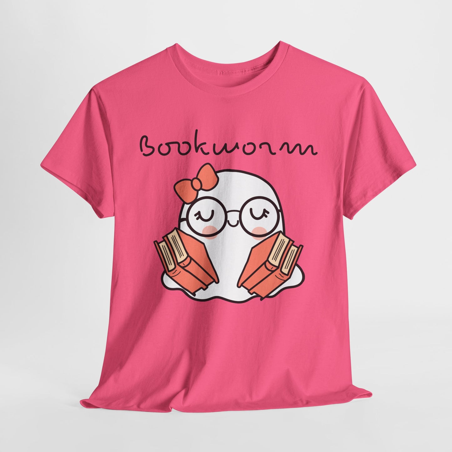 Cute Ghosty Bookwork Unisex Heavy Cotton Tee