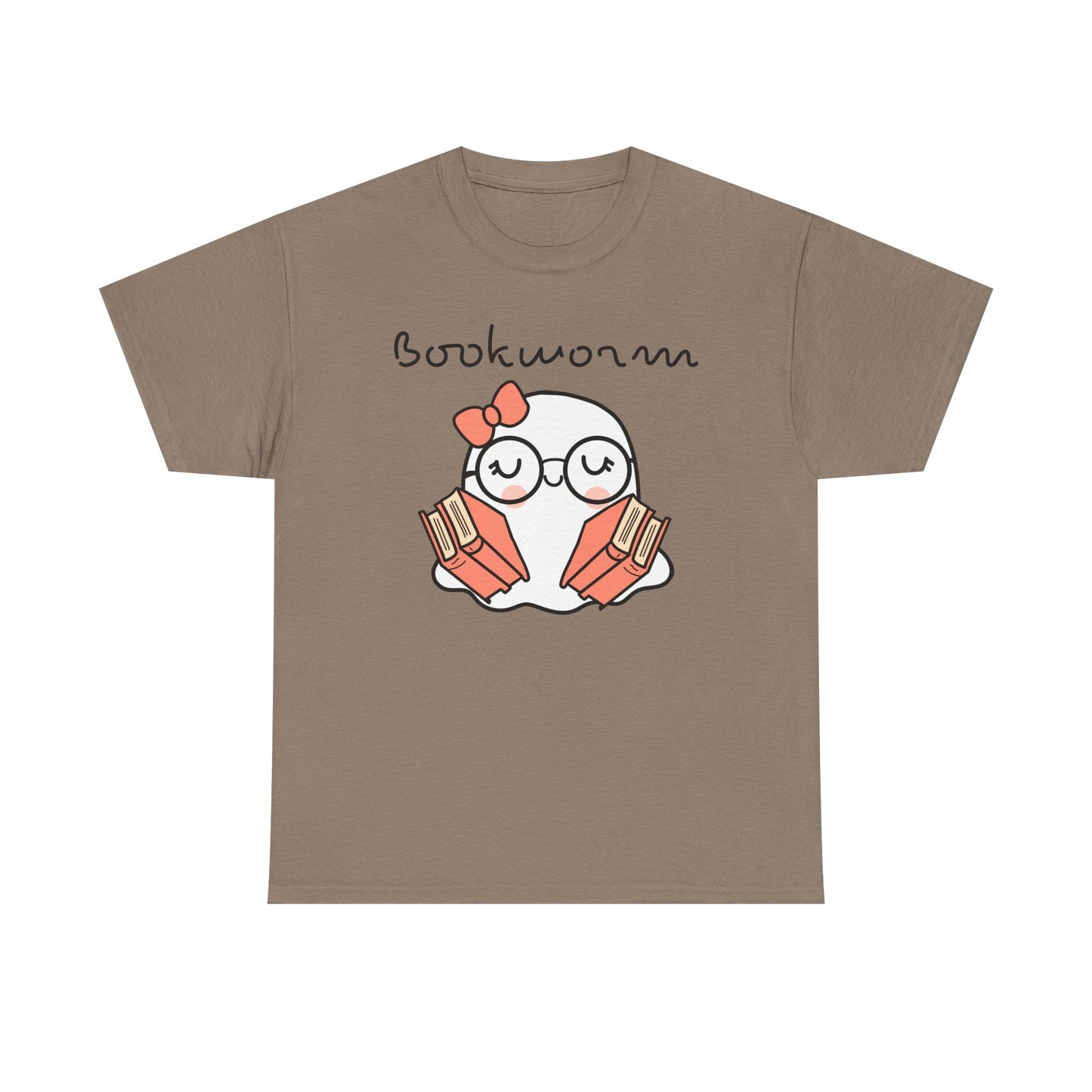 Cute Ghosty Bookwork Unisex Heavy Cotton Tee