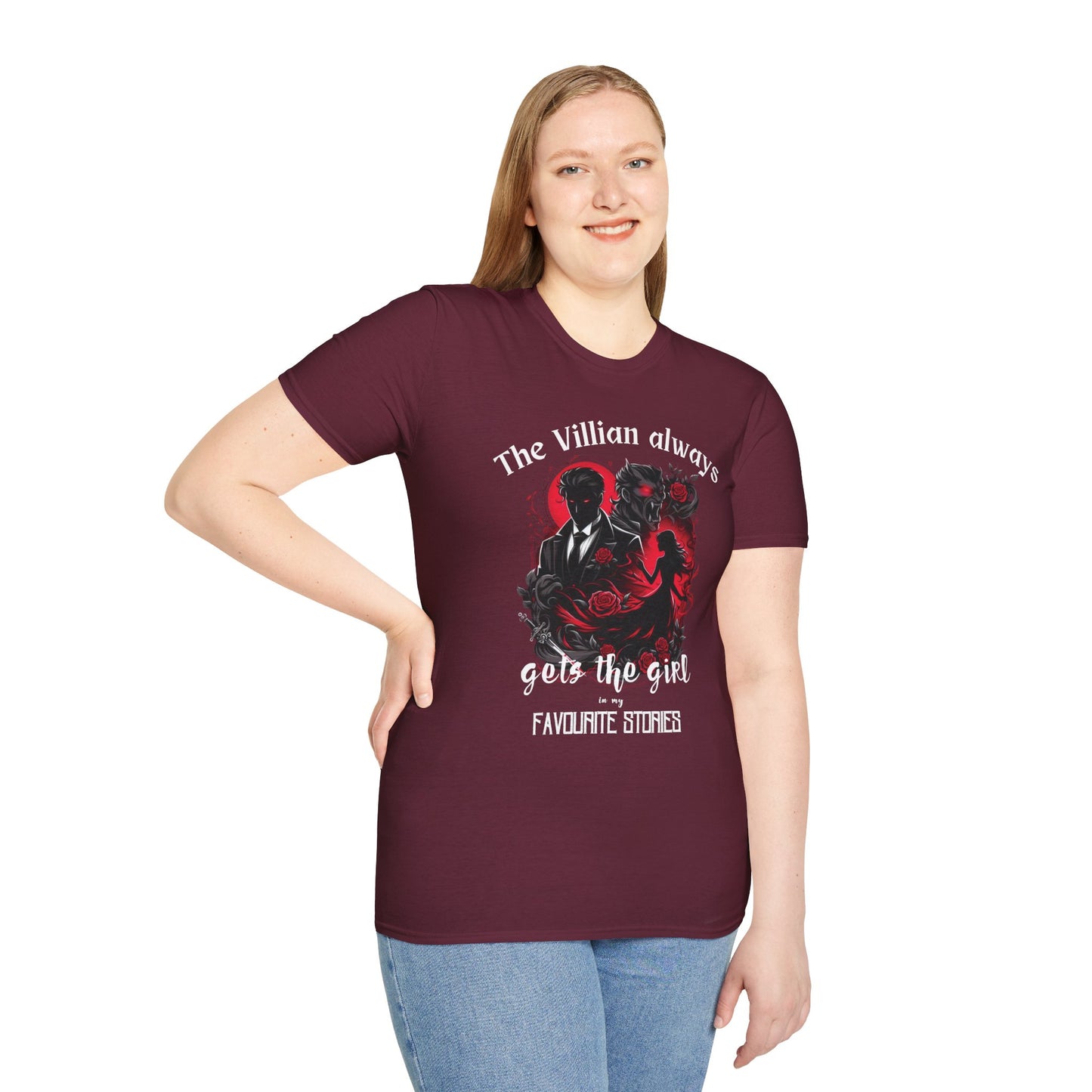 Men's & Women's Villain-Themed Softstyle T-Shirt - 'The Villain Always Gets The Girl'