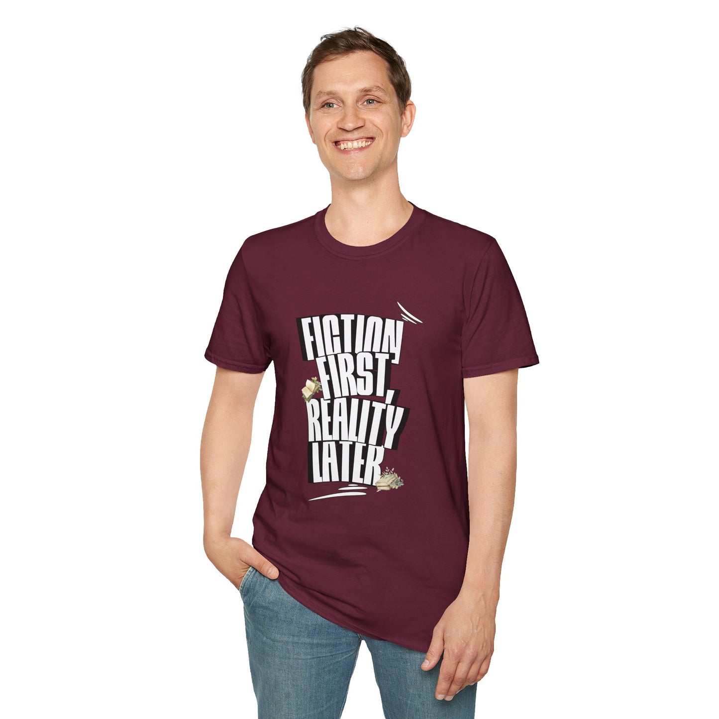 Fiction First Unisex Softstyle T-Shirt - Reality Later Graphic Tee