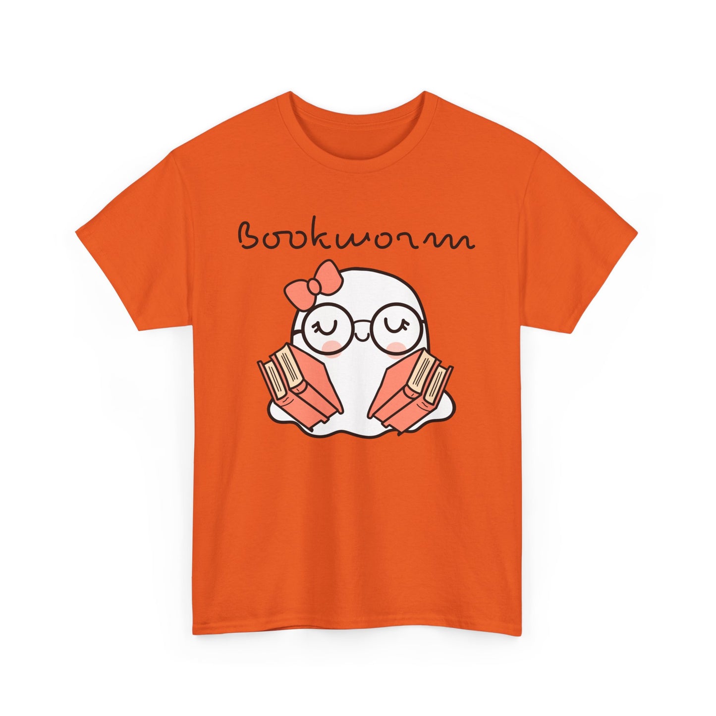 Cute Ghosty Bookwork Unisex Heavy Cotton Tee