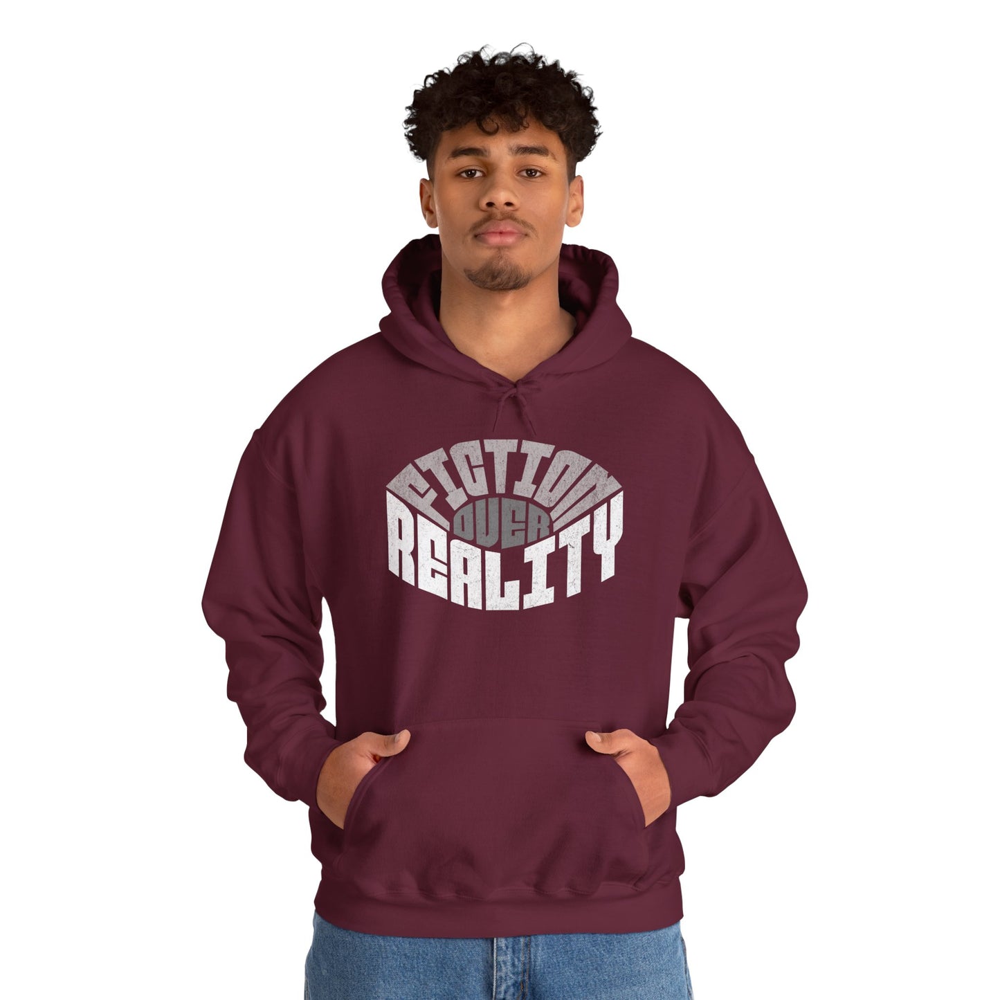 Fiction Over Reality Unisex Heavy Blend Hoodie - Cozy Graphic Sweatshirt for Dreamers
