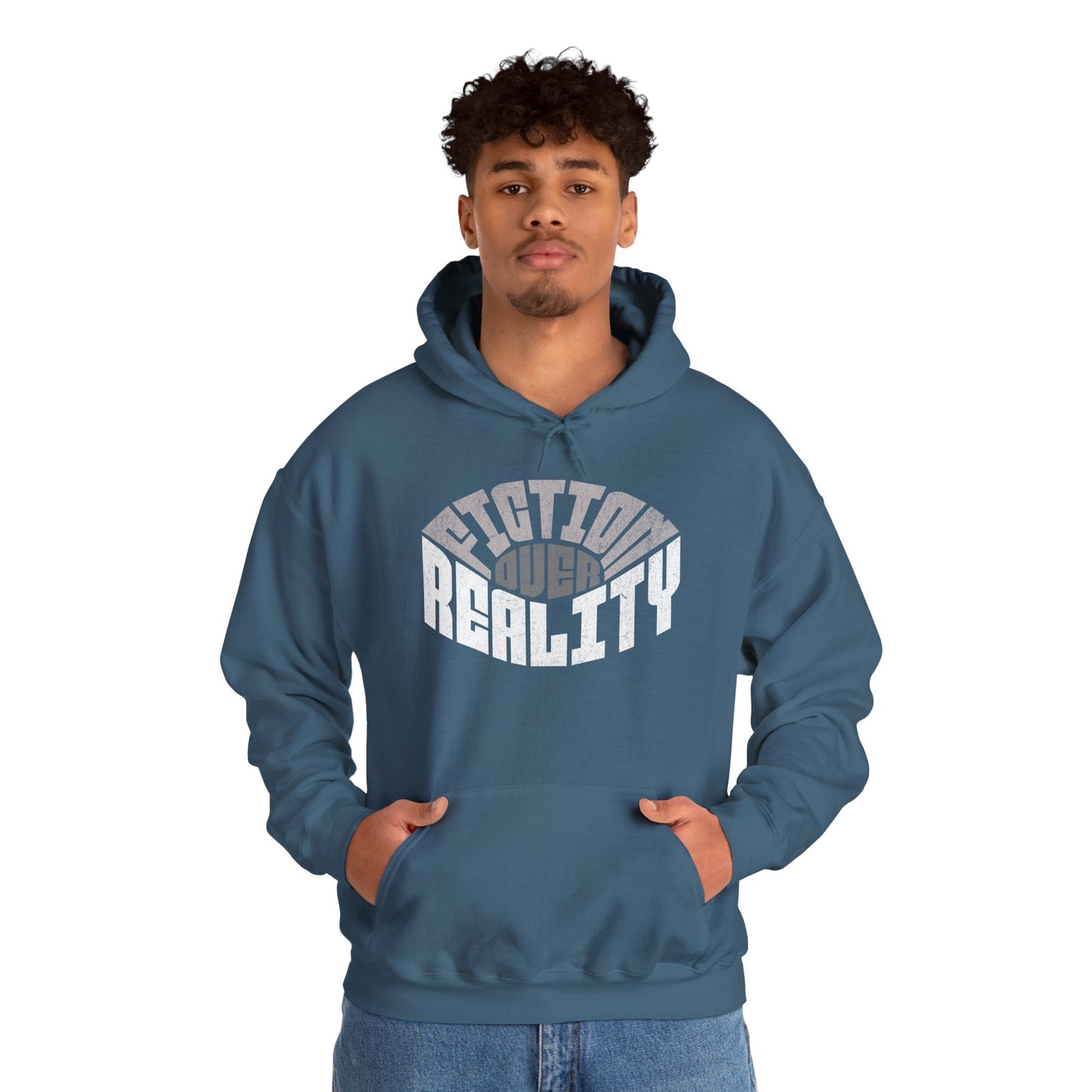 Fiction Over Reality Unisex Heavy Blend Hoodie - Cozy Graphic Sweatshirt for Dreamers