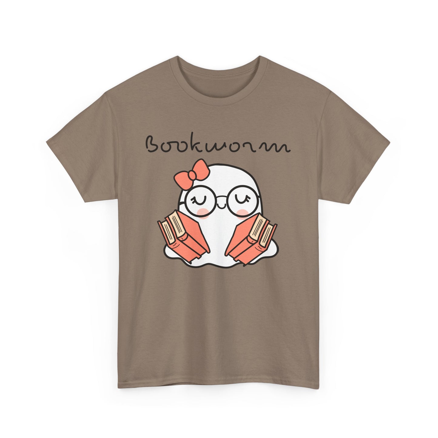 Cute Ghosty Bookwork Unisex Heavy Cotton Tee