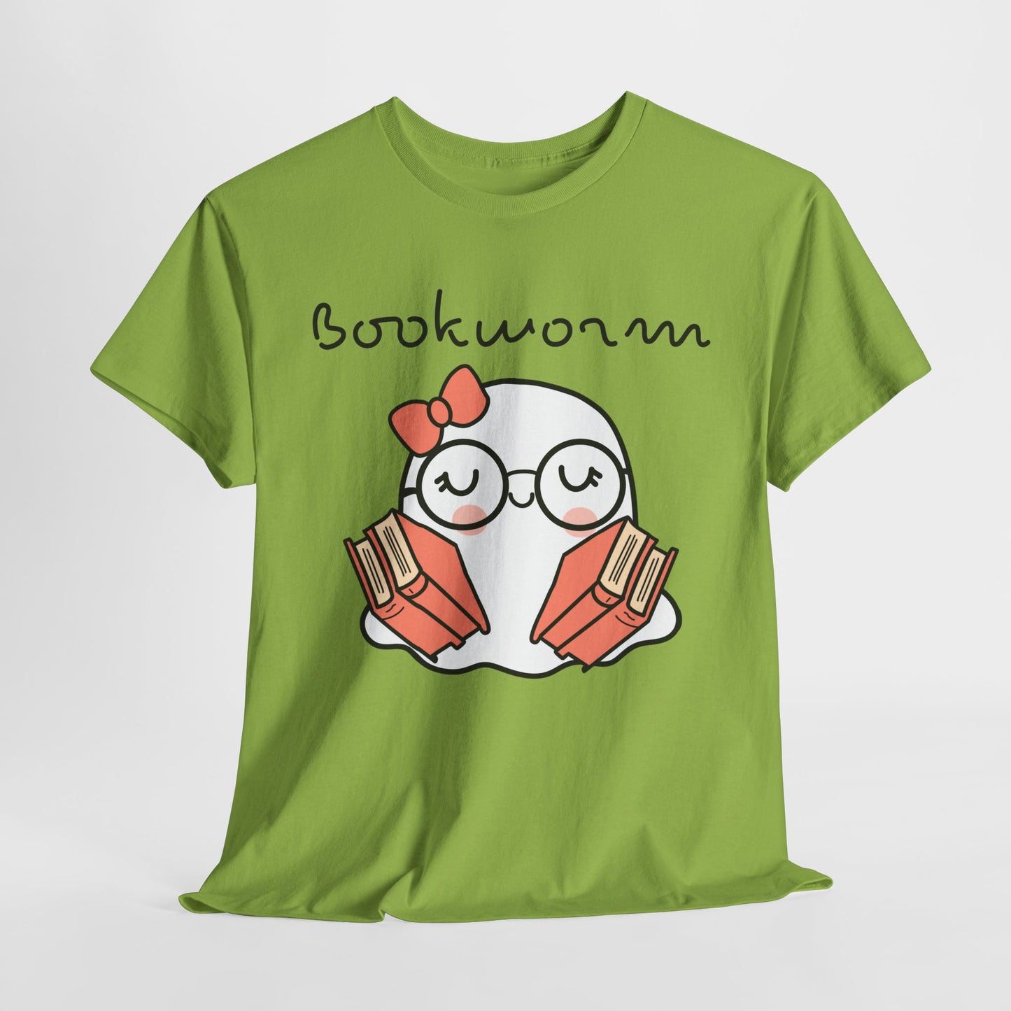 Cute Ghosty Bookwork Unisex Heavy Cotton Tee
