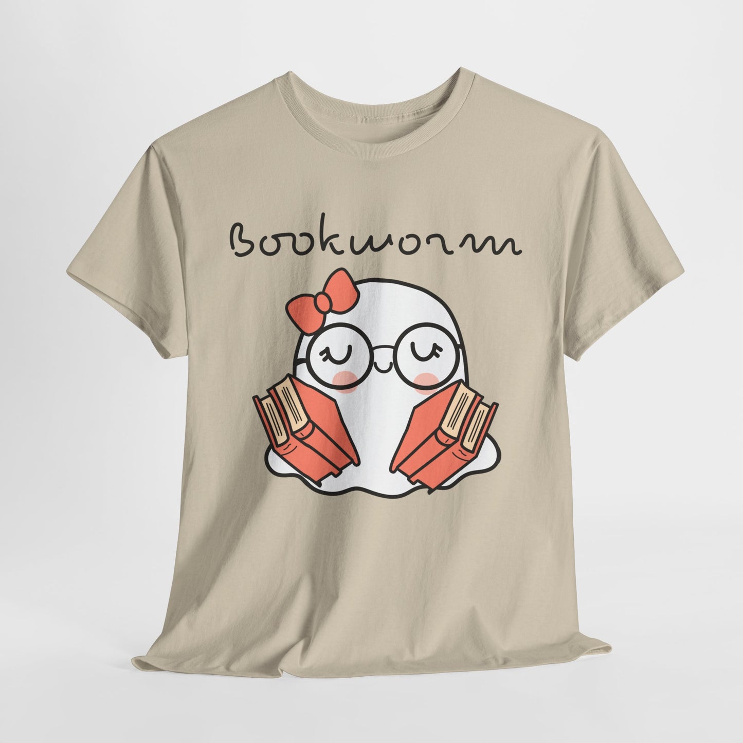 Cute Ghosty Bookwork Unisex Heavy Cotton Tee