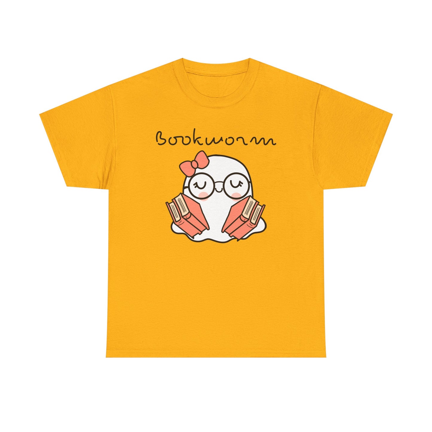 Cute Ghosty Bookwork Unisex Heavy Cotton Tee