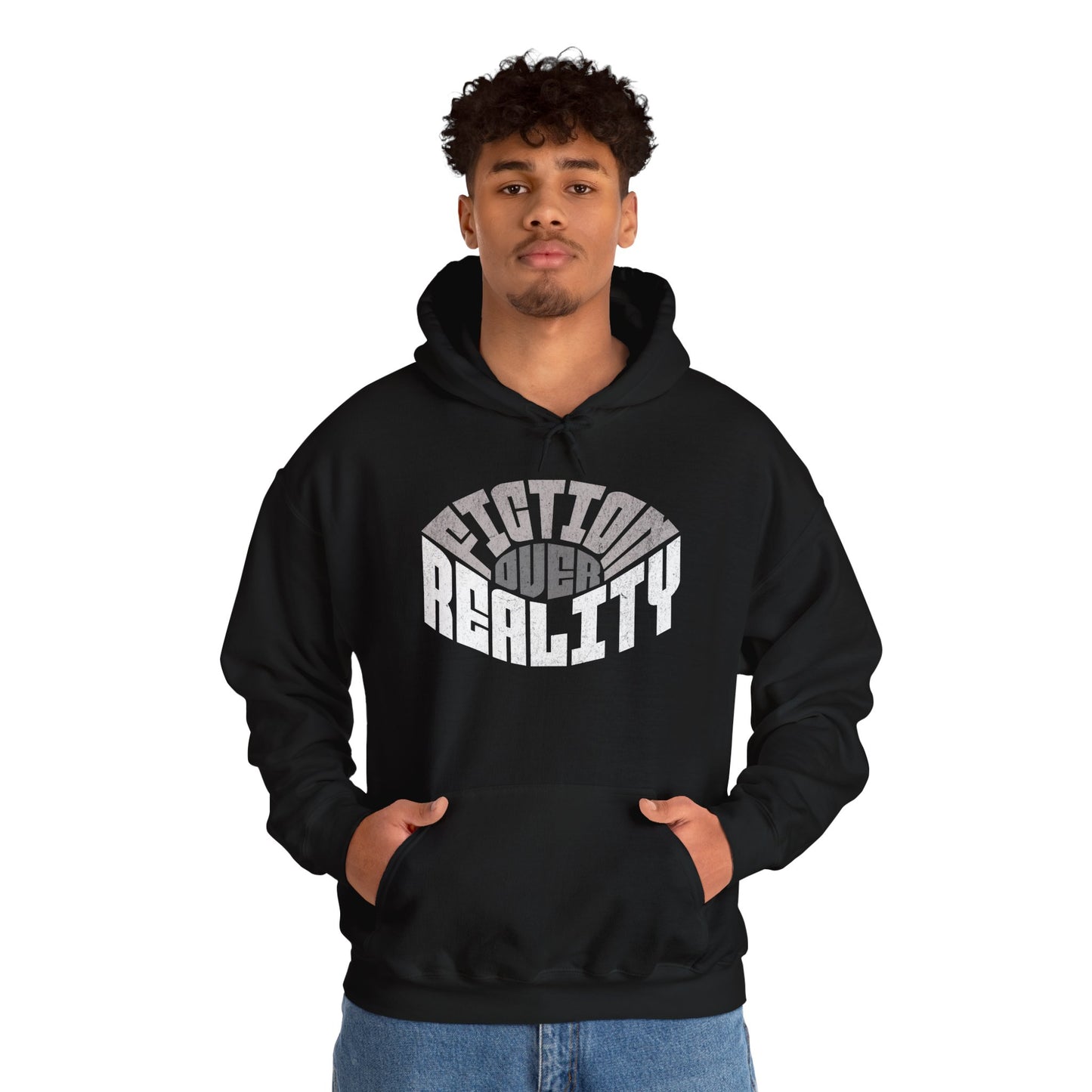 Fiction Over Reality Unisex Heavy Blend Hoodie - Cozy Graphic Sweatshirt for Dreamers