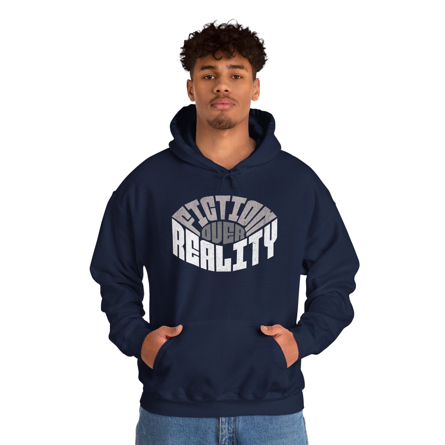 Fiction Over Reality Unisex Heavy Blend Hoodie - Cozy Graphic Sweatshirt for Dreamers