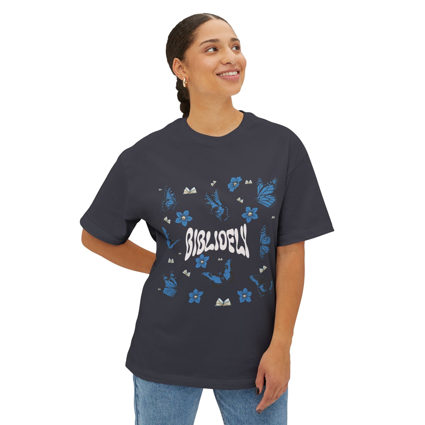 Butterfly Dream Unisex Oversized Boxy Tee - Comfortable & Stylish for Book Lovers
