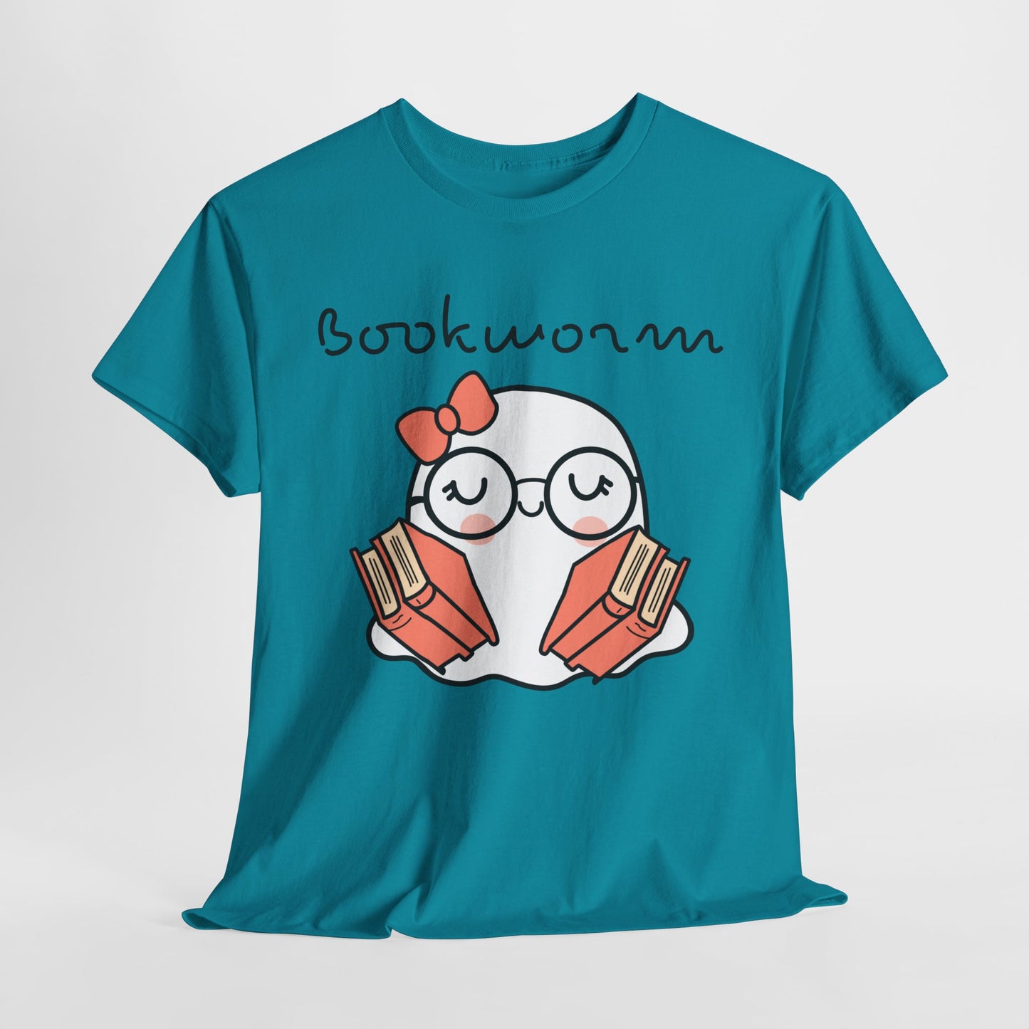 Cute Ghosty Bookwork Unisex Heavy Cotton Tee