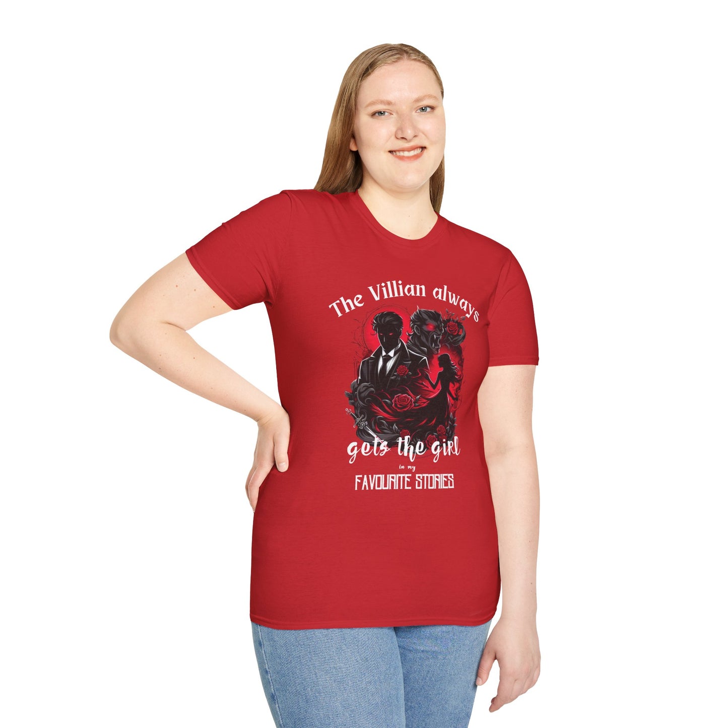 Men's & Women's Villain-Themed Softstyle T-Shirt - 'The Villain Always Gets The Girl'
