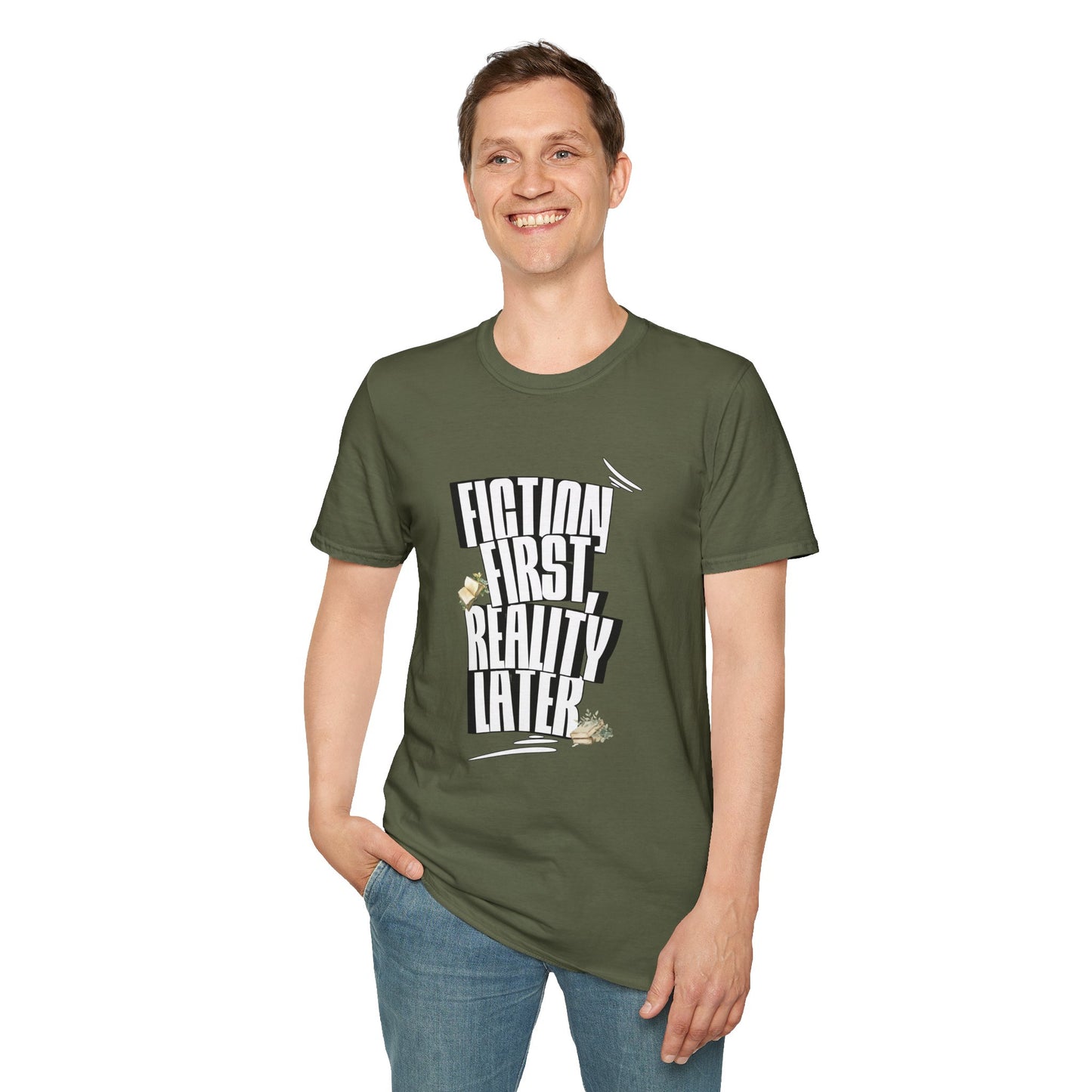 Fiction First Unisex Softstyle T-Shirt - Reality Later Graphic Tee
