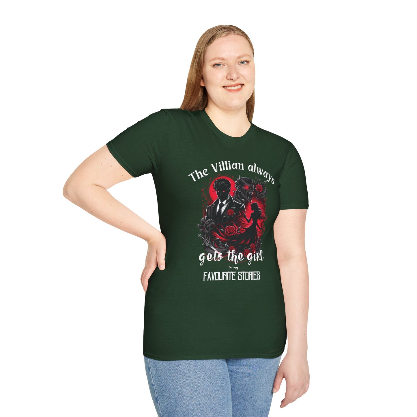 Men's & Women's Villain-Themed Softstyle T-Shirt - 'The Villain Always Gets The Girl'