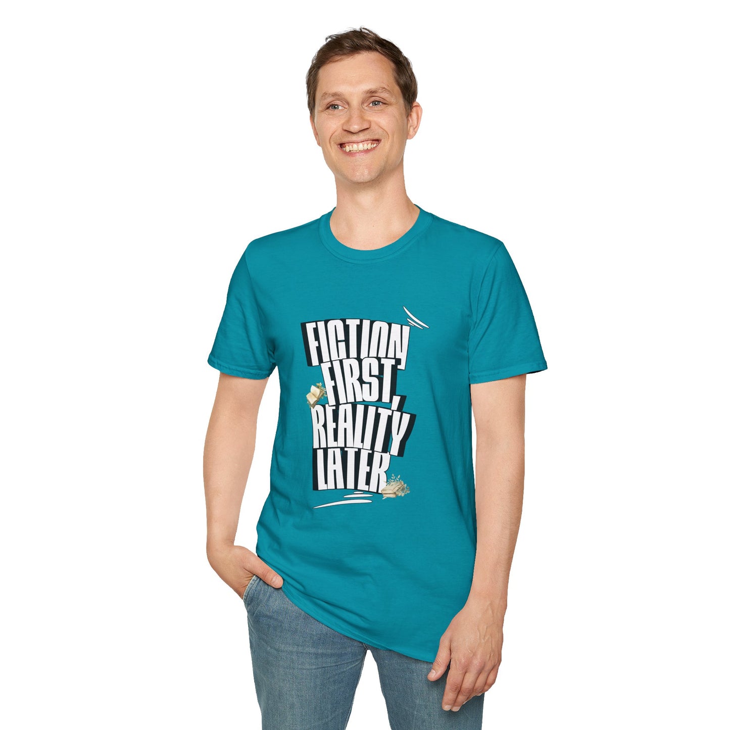Fiction First Unisex Softstyle T-Shirt - Reality Later Graphic Tee