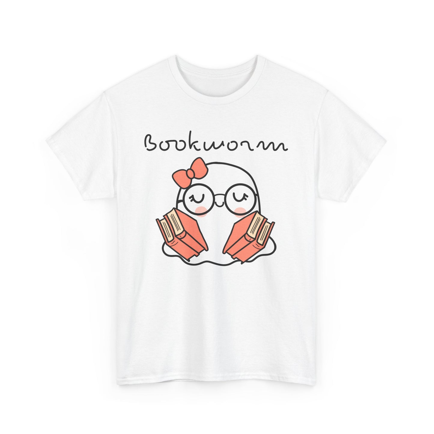 Cute Ghosty Bookwork Unisex Heavy Cotton Tee