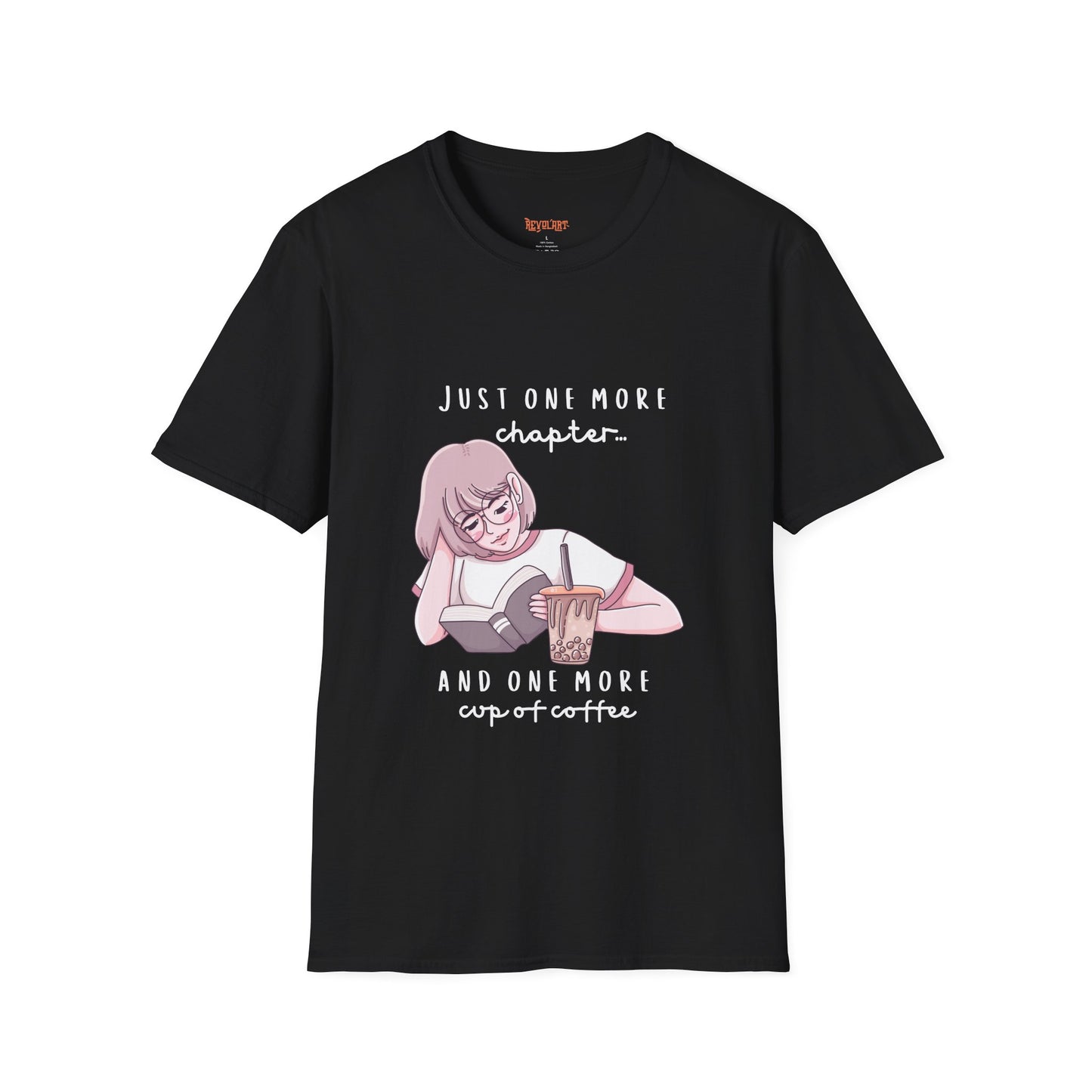 Book Lover's Unisex Softstyle T-Shirt - "Just One More Chapter" Design