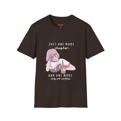 Book Lover's Unisex Softstyle T-Shirt - "Just One More Chapter" Design