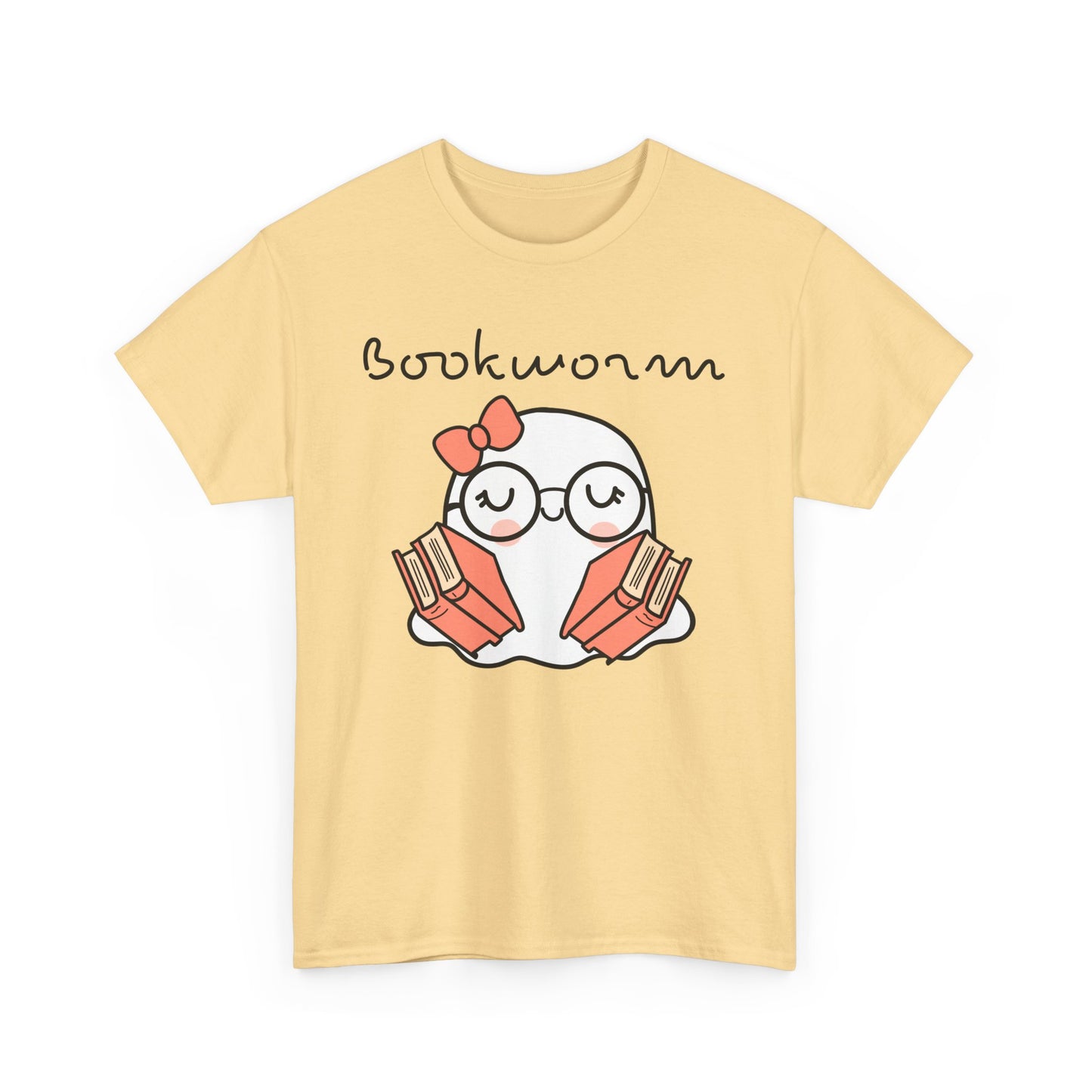 Cute Ghosty Bookwork Unisex Heavy Cotton Tee