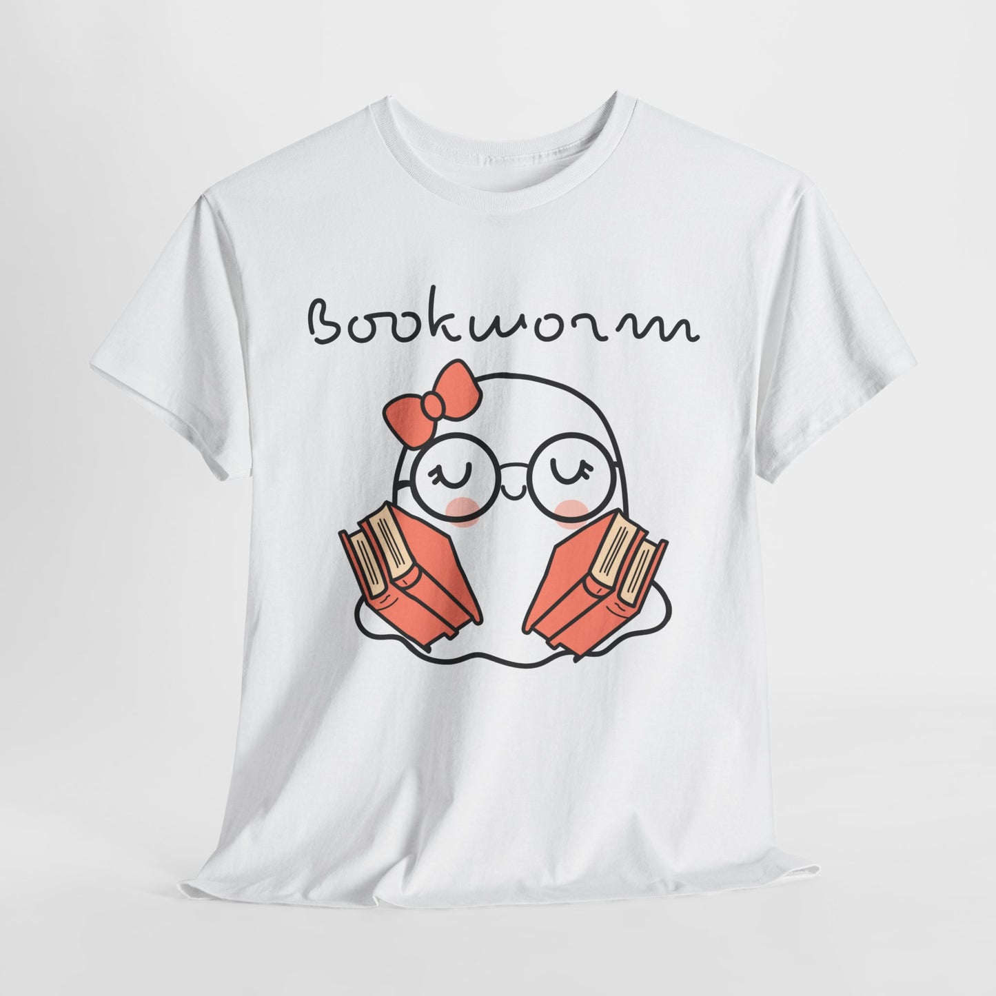 Cute Ghosty Bookwork Unisex Heavy Cotton Tee