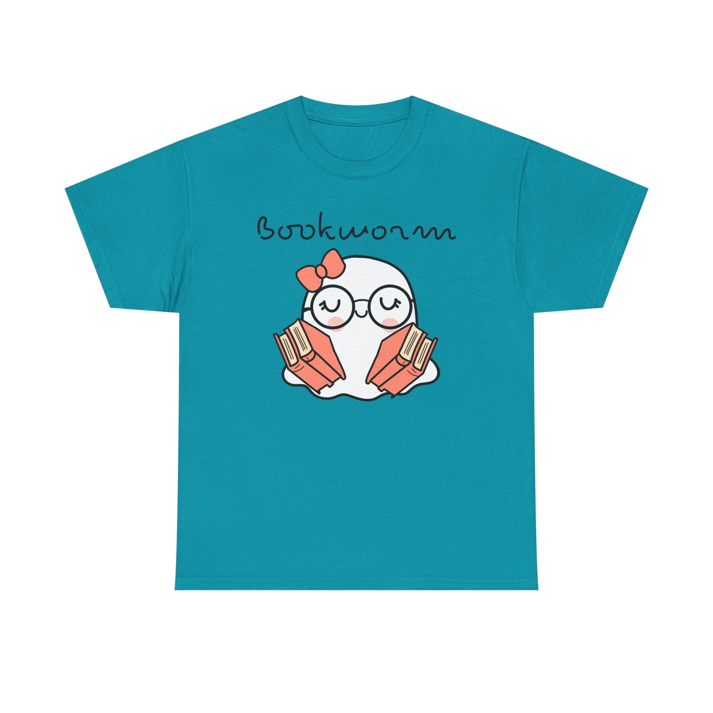 Cute Ghosty Bookwork Unisex Heavy Cotton Tee