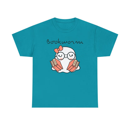 Cute Ghosty Bookwork Unisex Heavy Cotton Tee