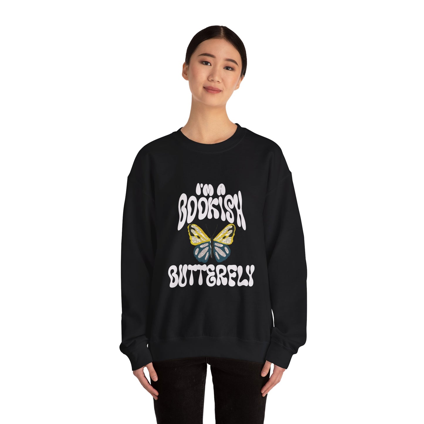 I'm a Bookish Butterfly Crewneck Sweatshirt - Cozy Literary Gift for Book Lovers