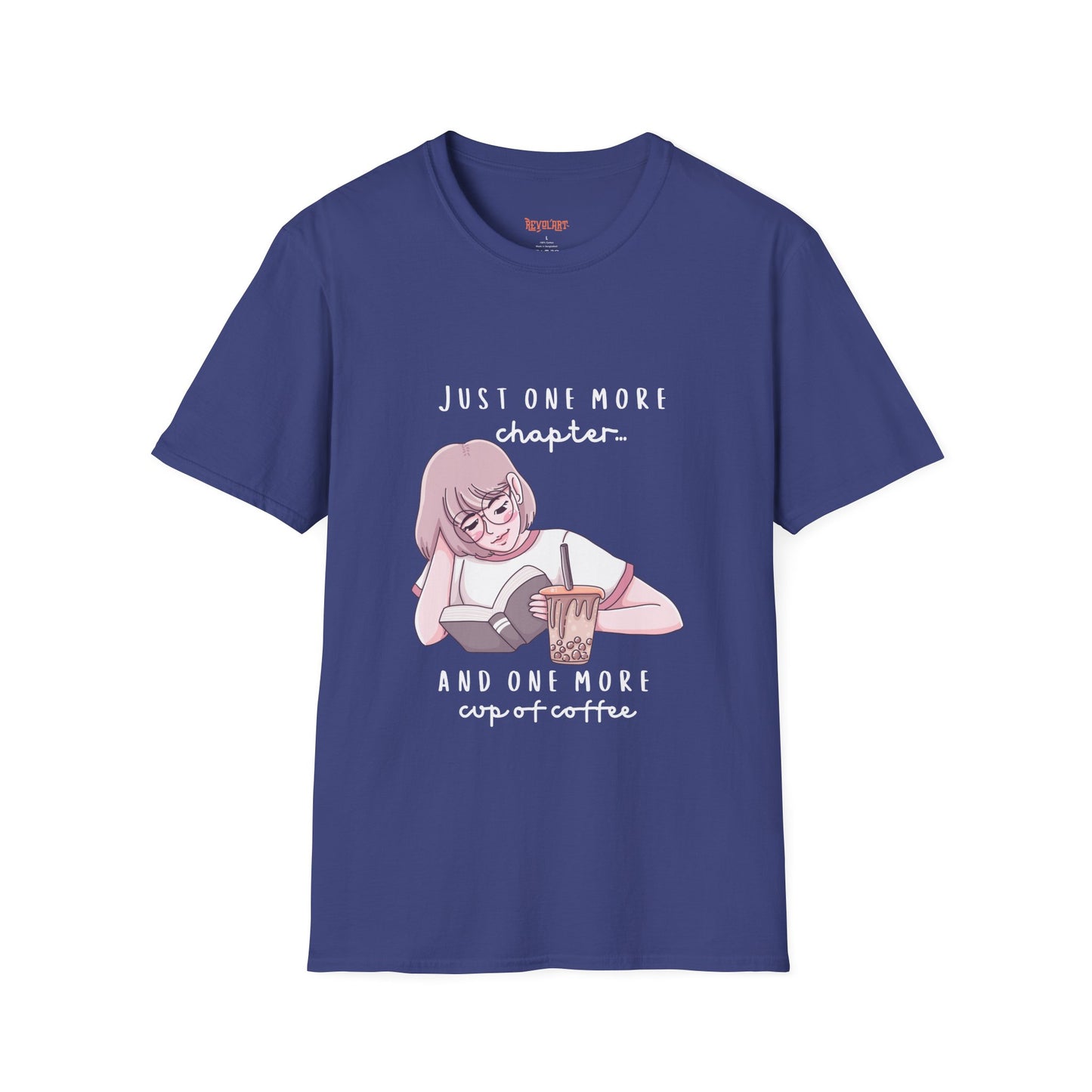 Book Lover's Unisex Softstyle T-Shirt - "Just One More Chapter" Design